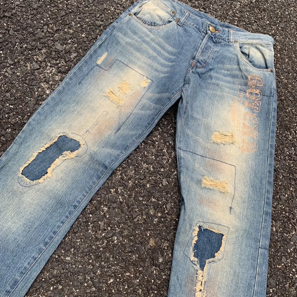 Gotcha Vintage Gotcha Jeans Patchwork VERY RARE Rugged Denim Pants Size US 31 - 4 Thumbnail