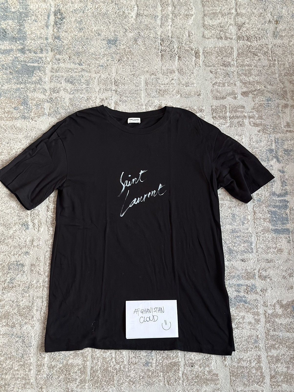 Saint Laurent Signature Logo T Shirt Black