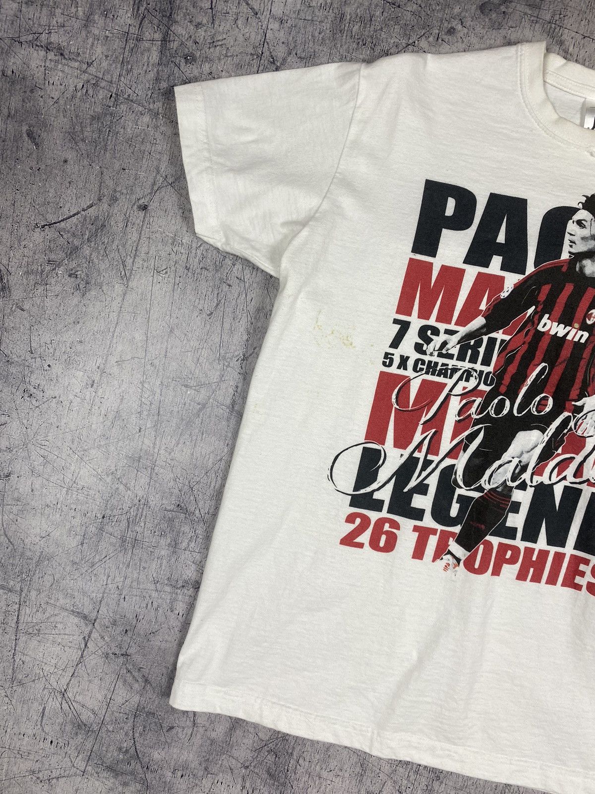 Band Tees × Vintage Vintage 00s MCMilan Paolo Maldini Legend y2k Big Logo Tee Size US S / EU 44-46 / 1 - 7 Thumbnail