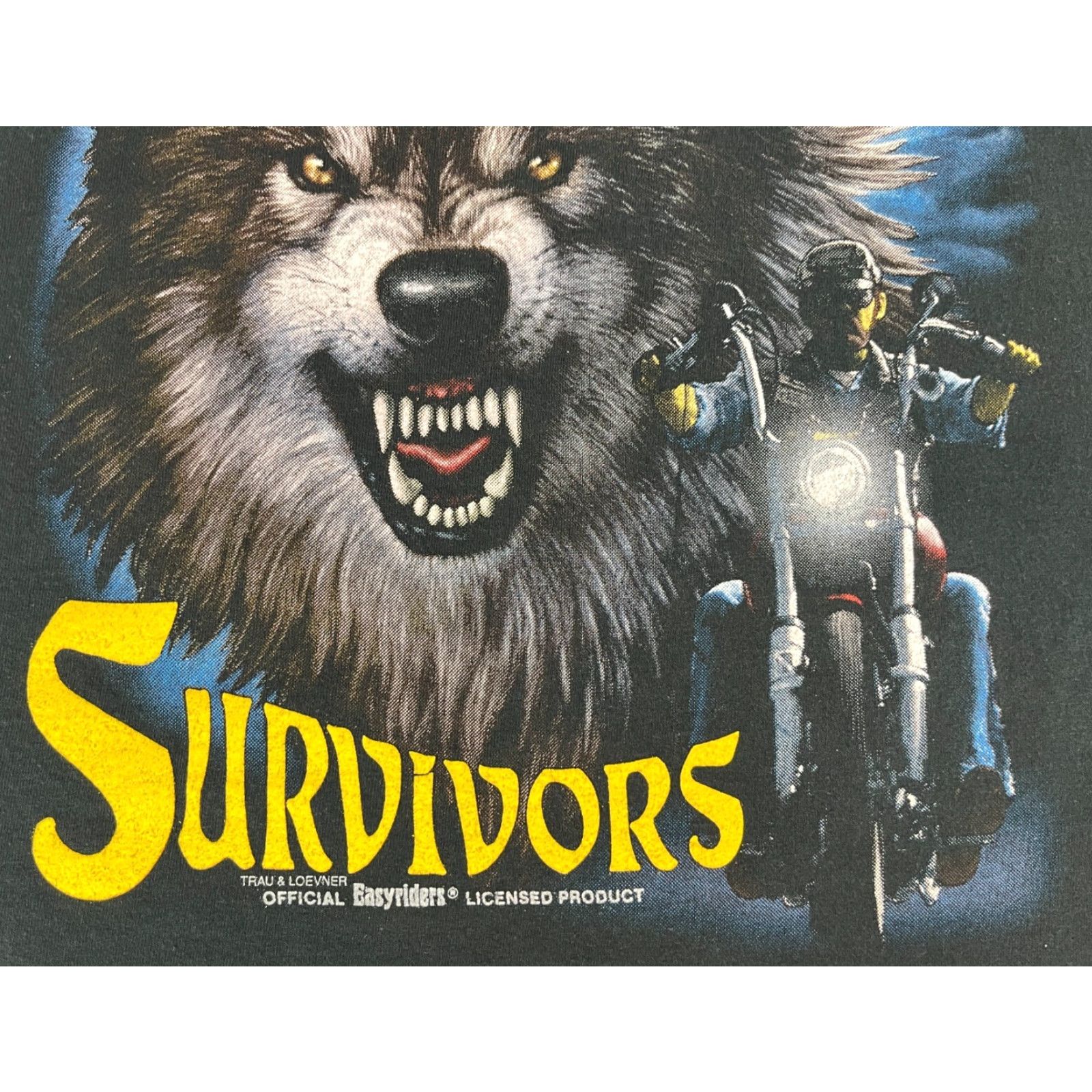 Vintage VINTAGE Trau & Loevner Survivors Genuine Biker T-Shirt Sz 3XL Black Cotton Men's Short Sleeve Crew Neck Double-Sided Size US XXL / EU 58 / 5 - 4 Thumbnail