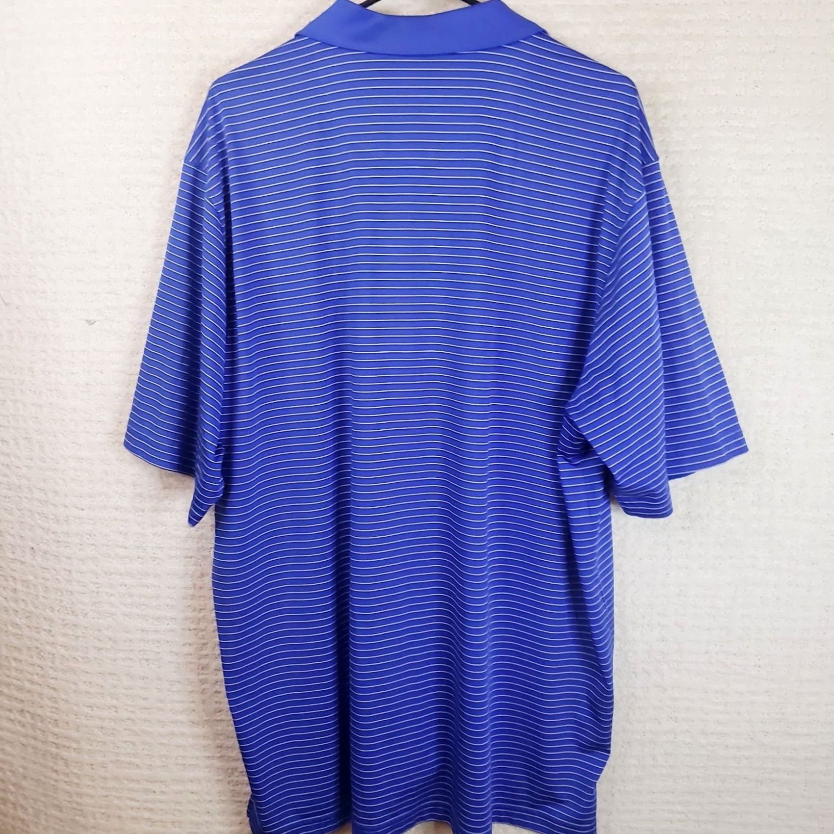 Vintage Donald Ross Polo Shirt Men XL Blue White Striped Short Sleeve Golf Performance T Shirt Polo Hat? Size US XL / EU 56 / 4 - 6 Thumbnail