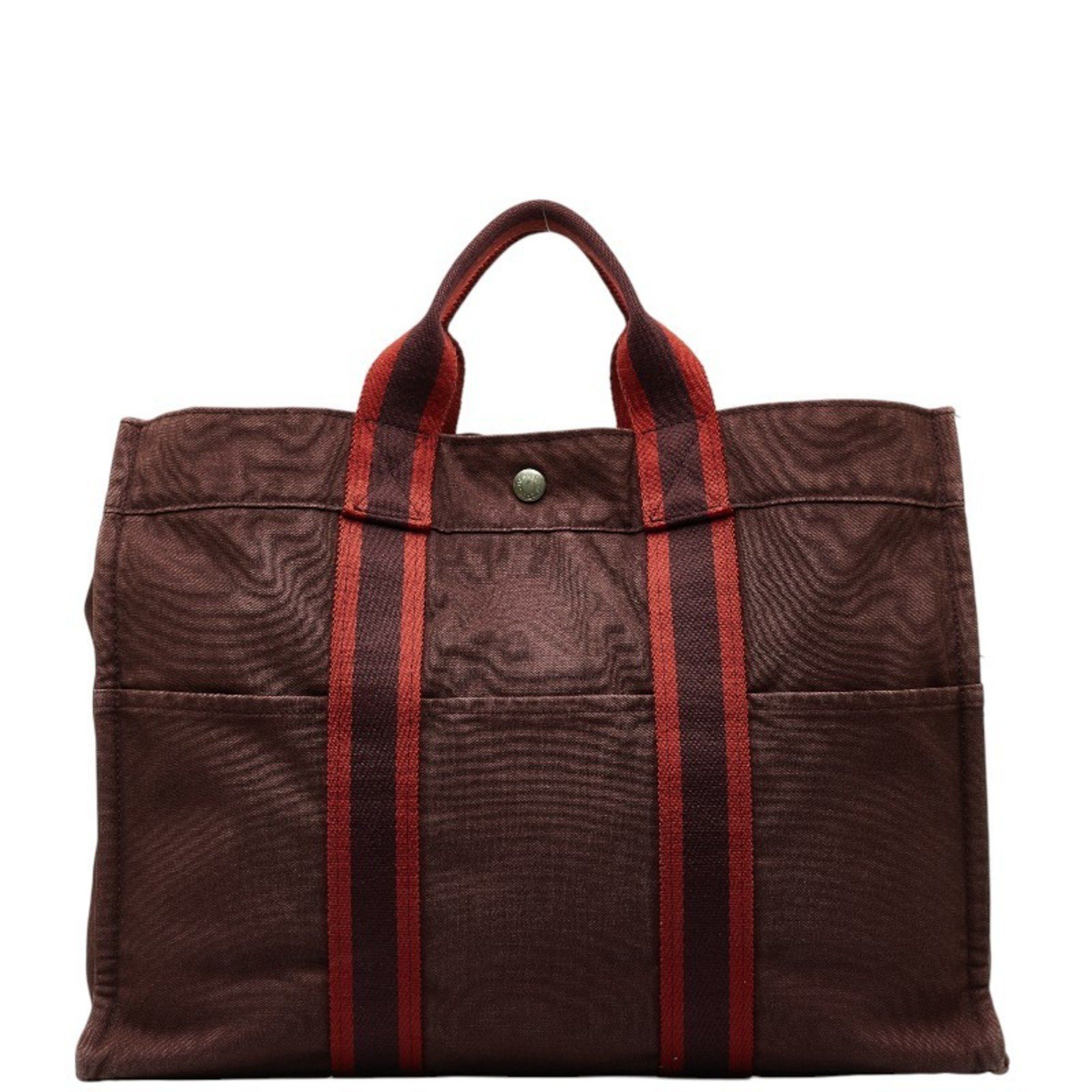 image of Hermes Foul Tote Mm Handbag Bag Red Canvas Women's Hermes in Red Color