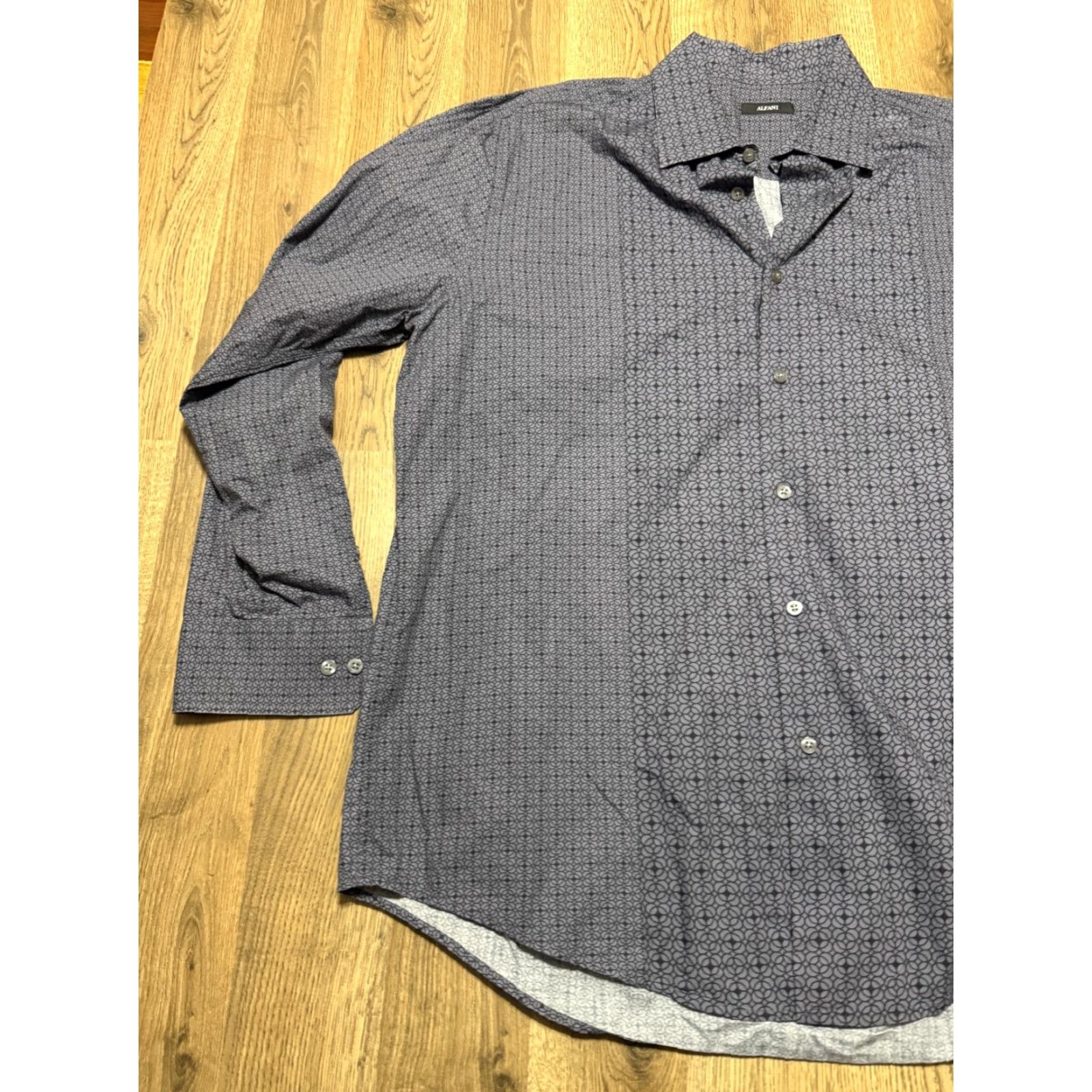 Alfani Alfani Shirt Men's XL Grey Black Long Sleeve Button Up Shirt Allover Print Size US XL / EU 56 / 4 - 3 Thumbnail