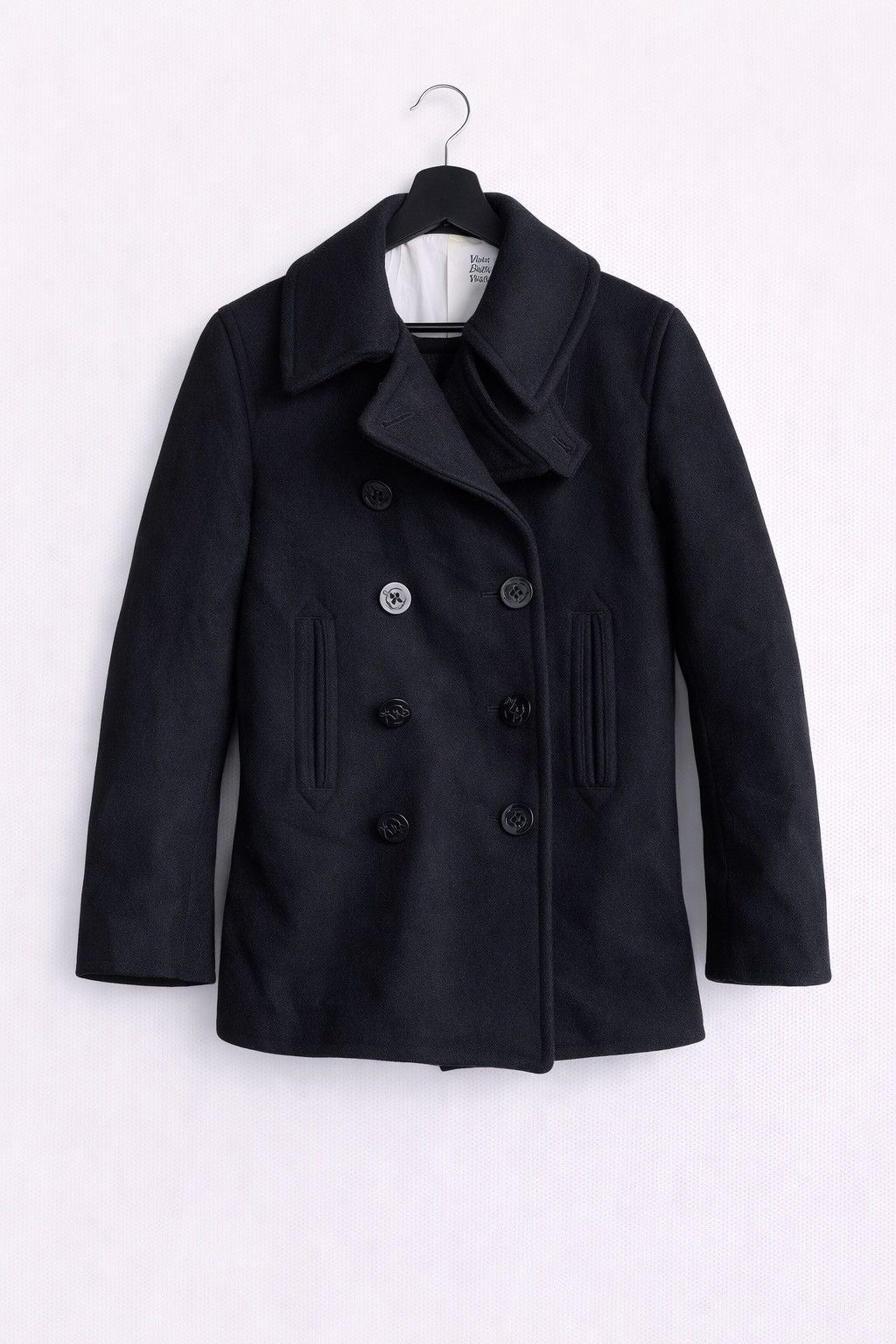 Jun Takahashi Violet Buffalo Wallows Black Wool Pea Coat Outerwear Size US XXS / EU 40 - 1 Thumbnail