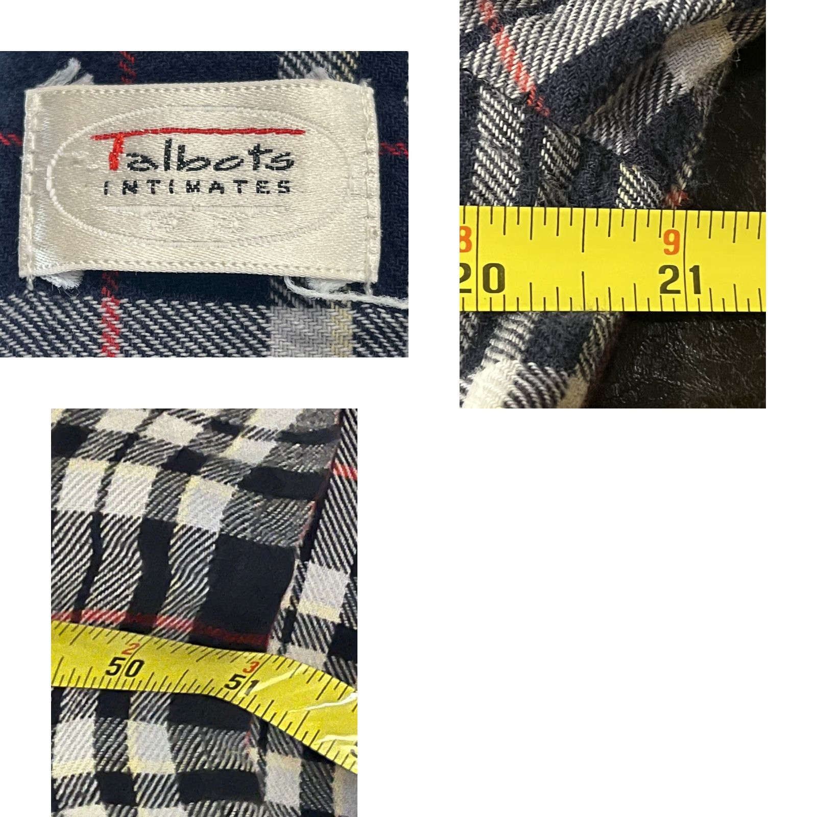 Talbots VINTAGE Talbots Gown Nightgown Flannel Plaid Long Sleeve Empire Waist 51" Blue 90s Womens Regular Size N/A Size ONE SIZE - 8 Thumbnail
