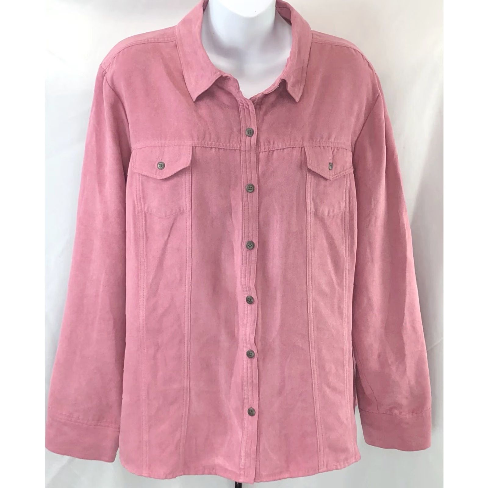 Croft & Barrow Croft Barrow Shacket Top XL Pink Button-Up Pockets Croft Barrow Micro Suede Shacket Top XL Pink Button Up Pockets Western Cottage Size XL / US 12-14 / IT 48-50 - 5 Thumbnail