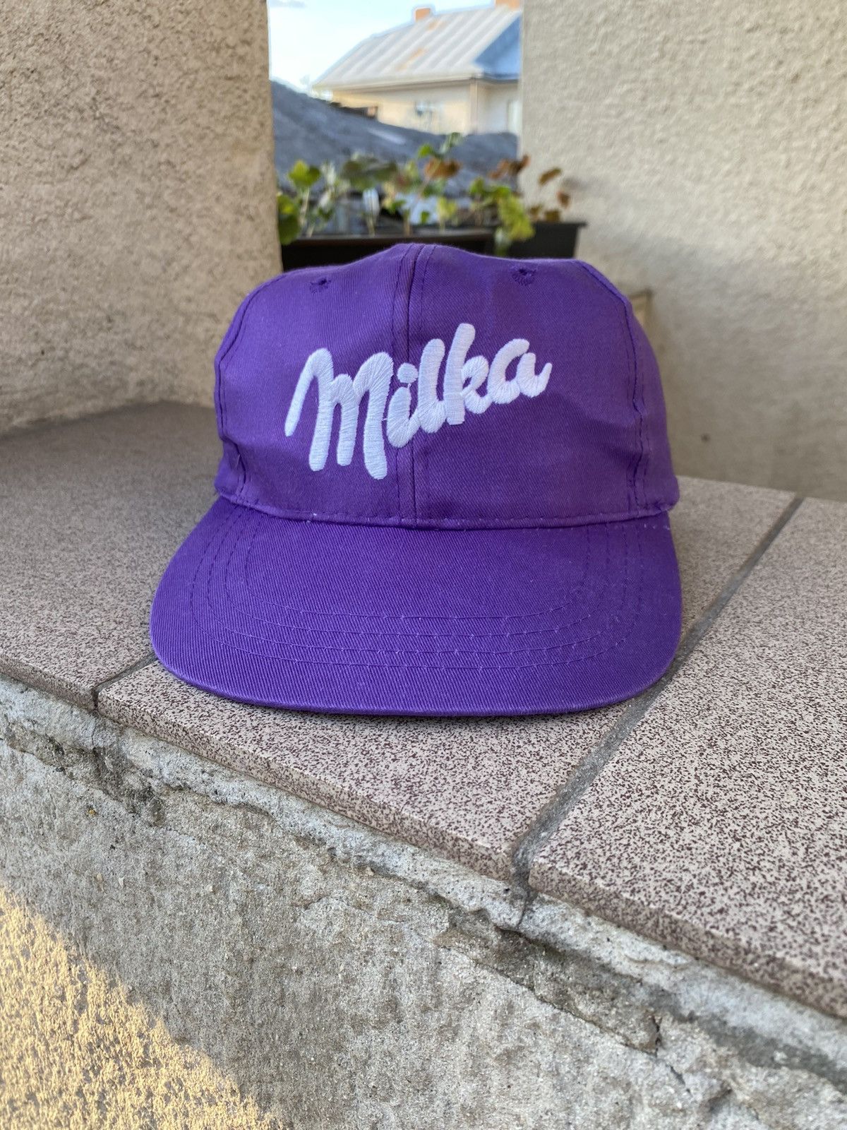 Vintage Vintage 90s Milka Logo Purple Cap Hat Streetwear Size ONE SIZE - 2 Thumbnail