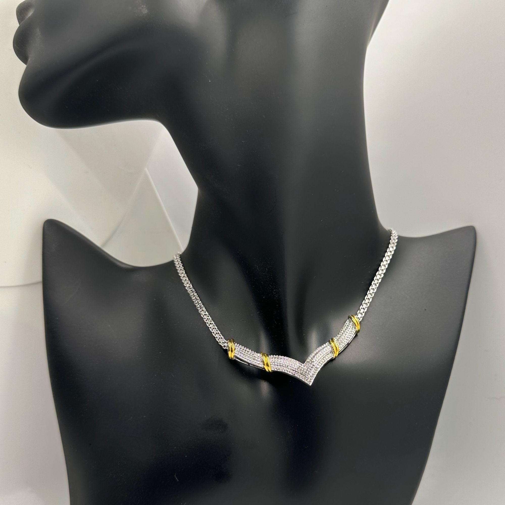 Other Beautiful Diamond Accented Chevron Wings Evening Necklace - Size ONE SIZE - 2 Thumbnail
