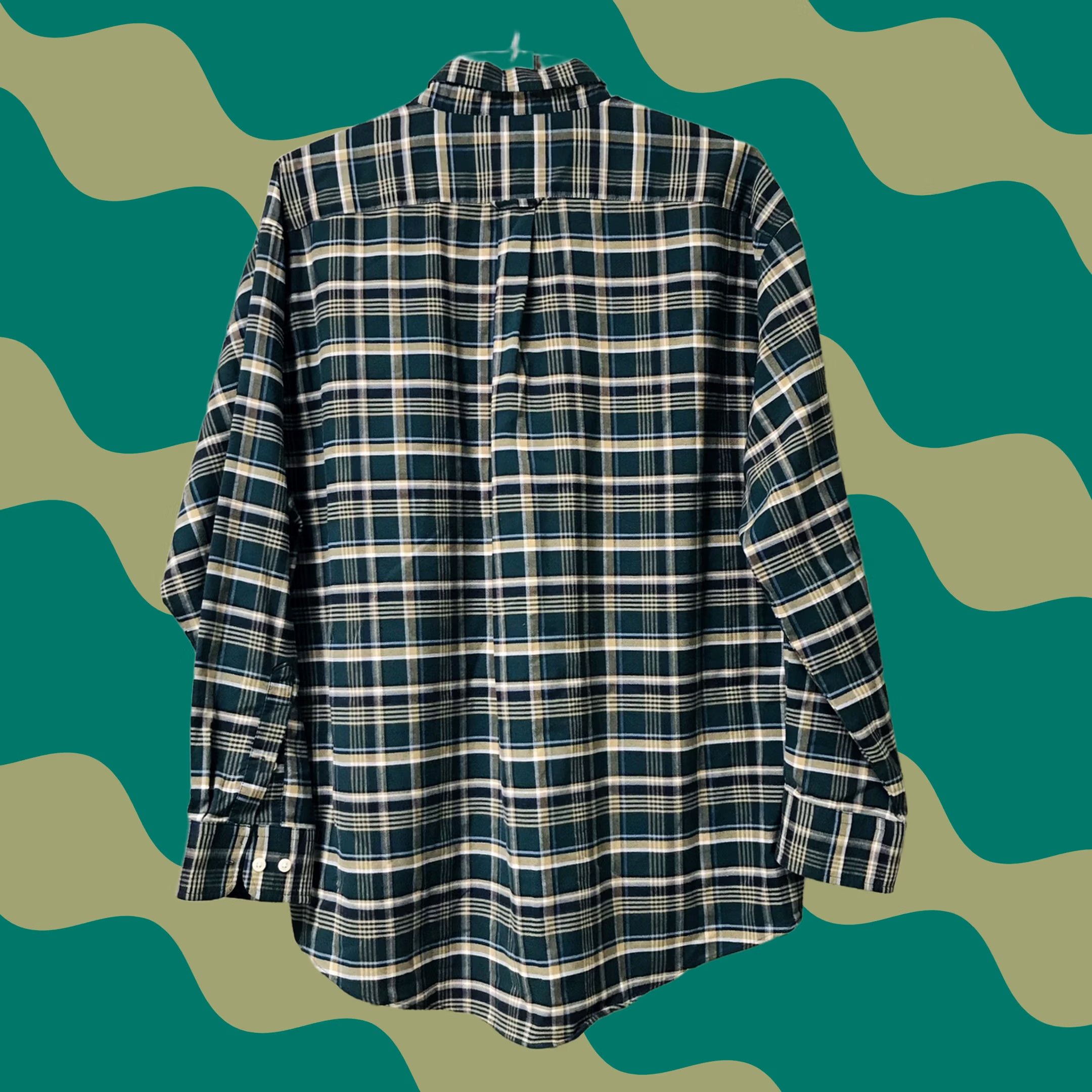 Vintage Towncraft Men Green Plaid Check Wrinkle Free Button Down Long Sleeve Shirt XL Size US XL / EU 56 / 4 - 1 Thumbnail