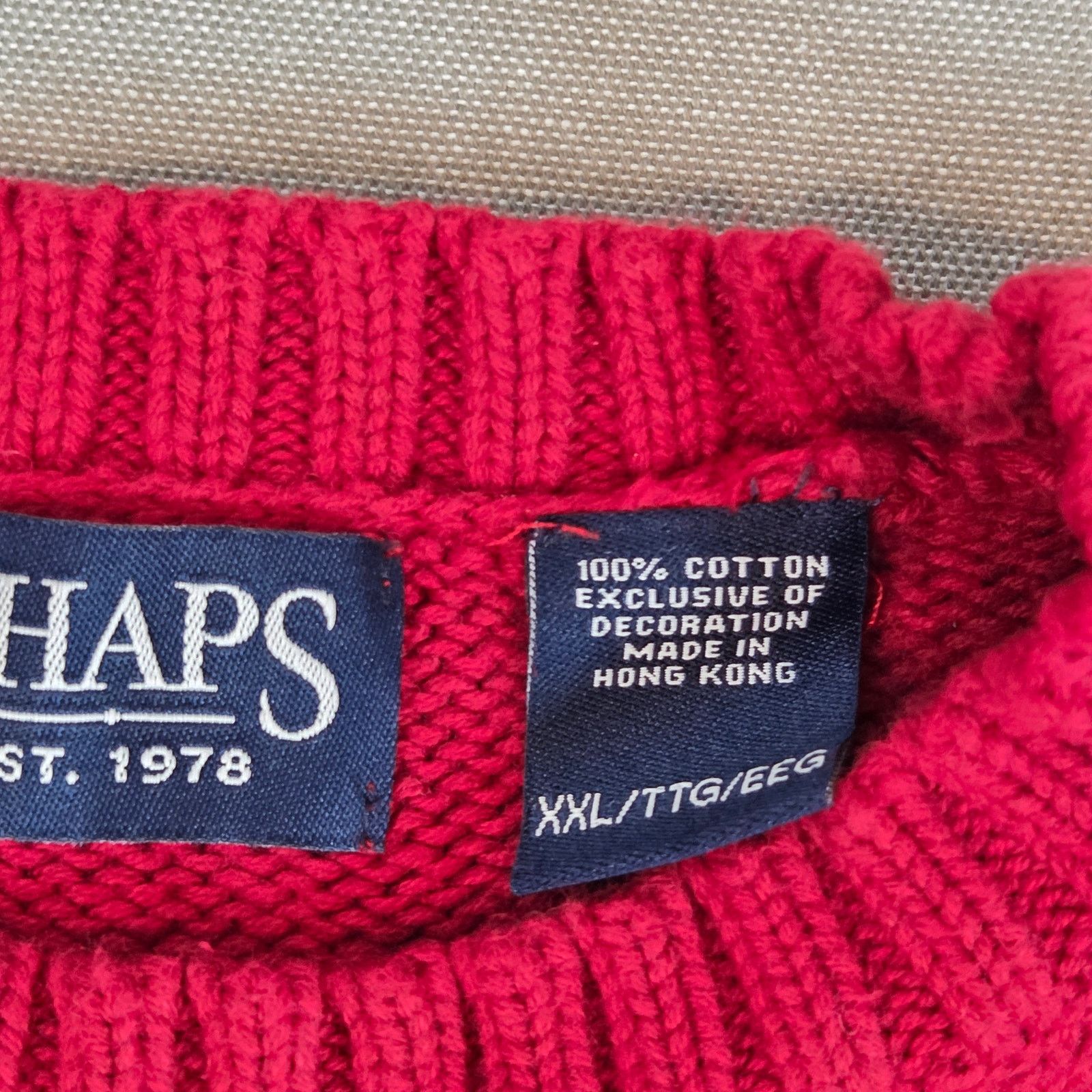 Chaps Vintage Chaps RL Red Cotton Crewneck Sweater Size US XXL / EU 58 / 5 - 4 Thumbnail