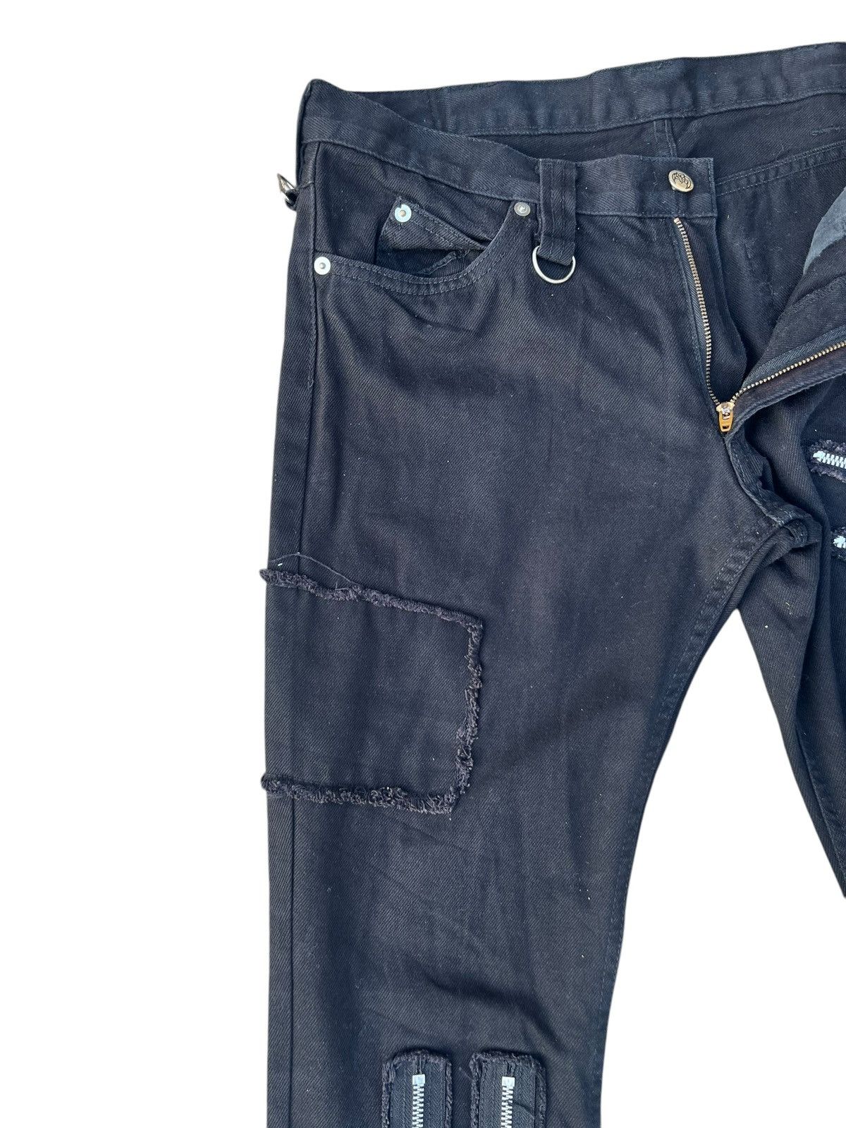 Japanese Brand Vintage King Mob Japan Black Denim Bondage Trouser Jeans Size US 32 / EU 48 - 8 Thumbnail