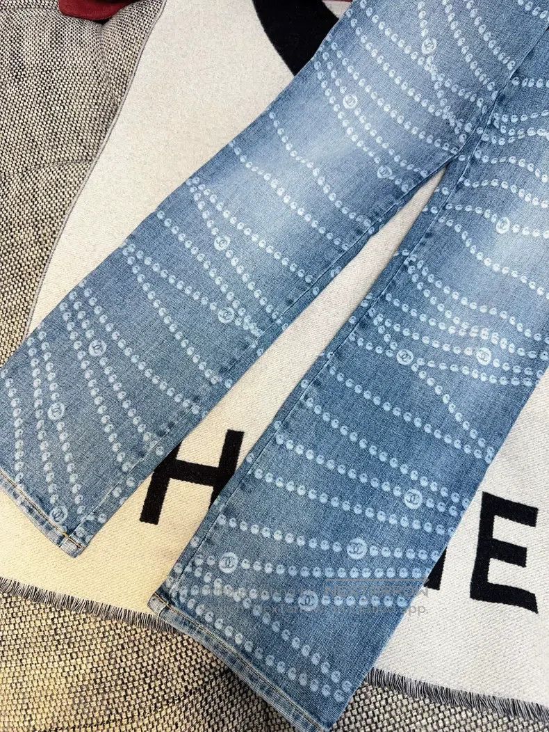 Chanel Chanel 25P popular blue pearl print jeans narrow-leg pants Size 24" / US 00 / IT 34 - 7 Thumbnail