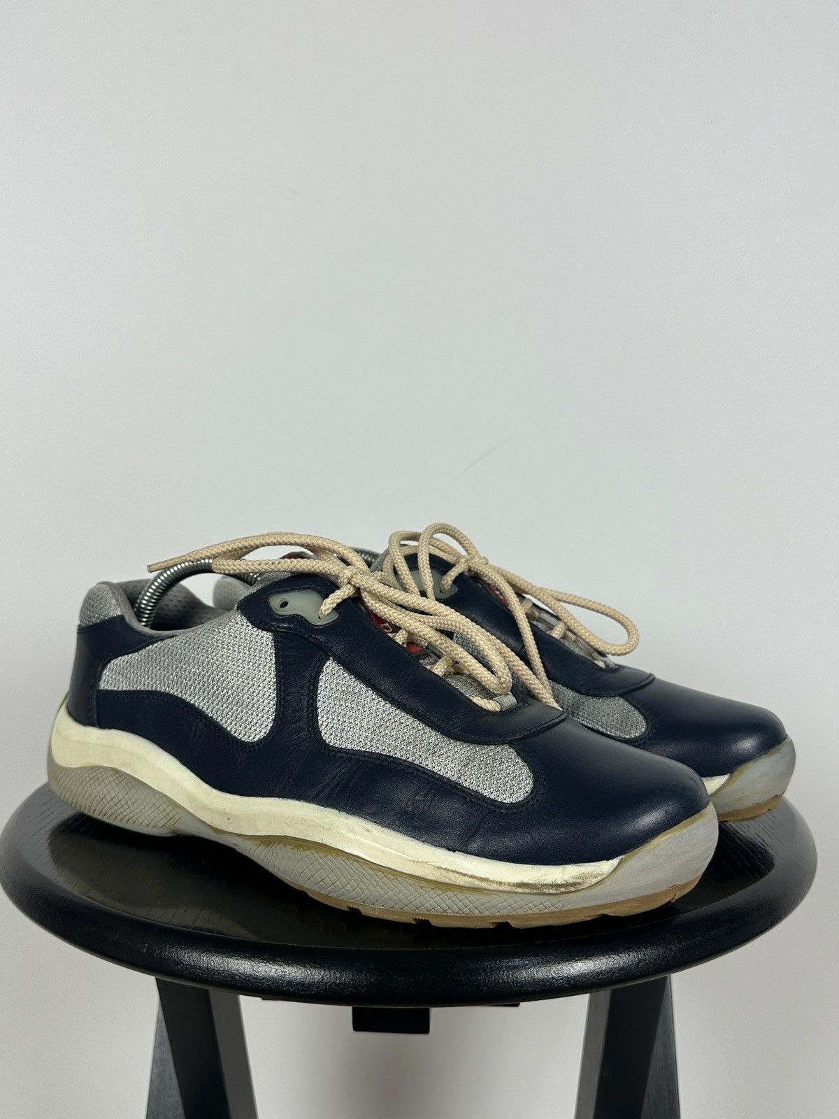 Prada Prada America’s Cup Navy Blue Leather Sneakers Size US 7.5 / EU 40-41 - 11 Thumbnail
