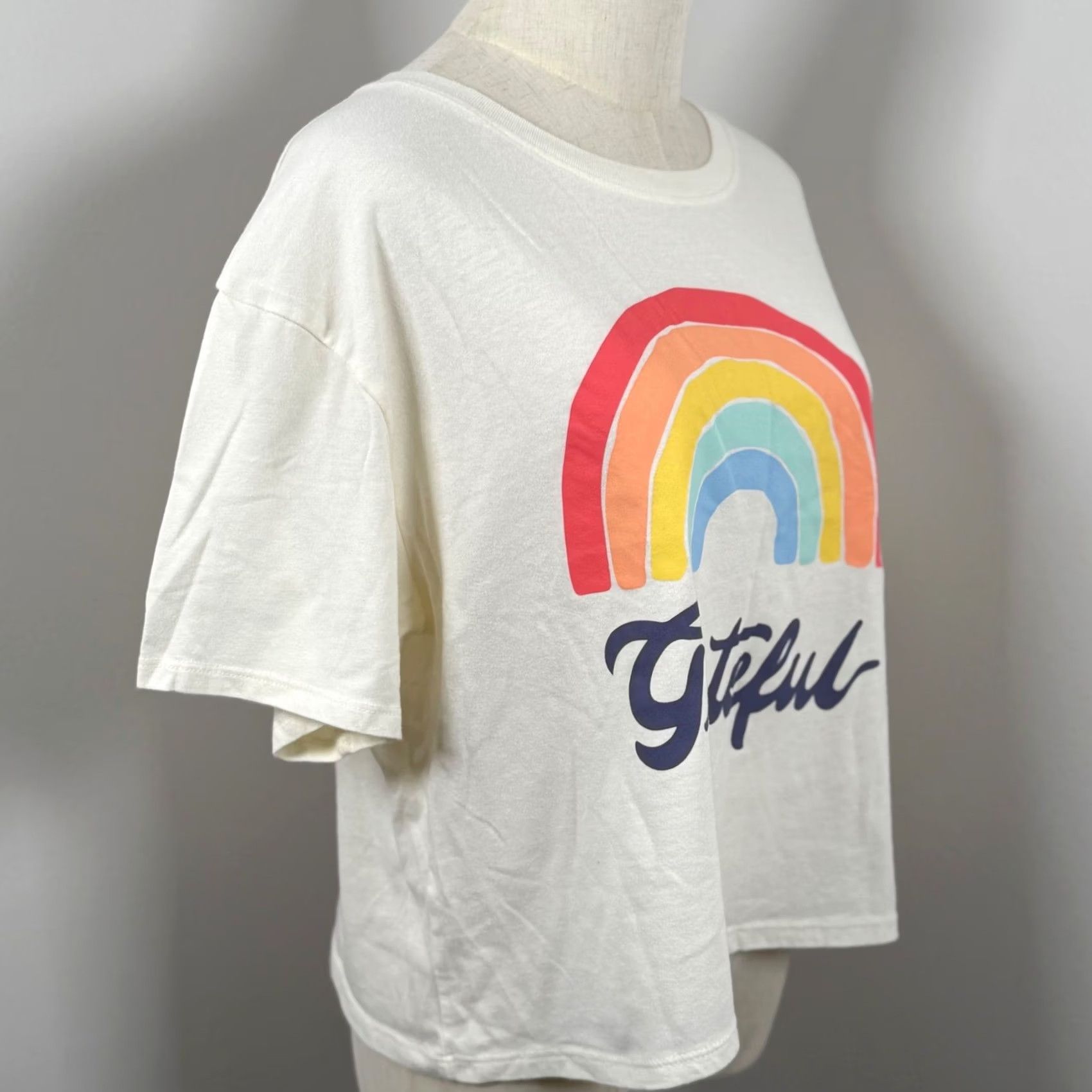 Rainbow Love Tribe T-Shirt XL Rainbow Grateful Graphic Cropped Boho Retro Hippie 70s Womens Size XL / US 12-14 / IT 48-50 - 4 Thumbnail