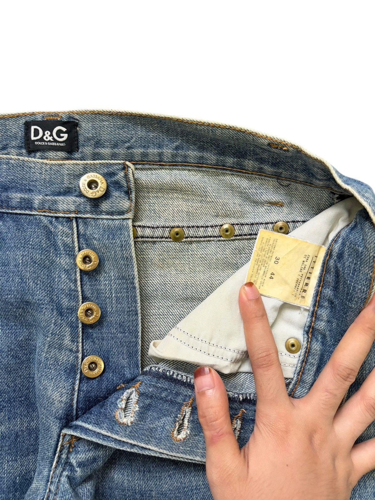 Dolce & Gabbana Vintage Dolce Gabbana Studded Mud Wash Loose Jeans Size 29" - 4 Thumbnail