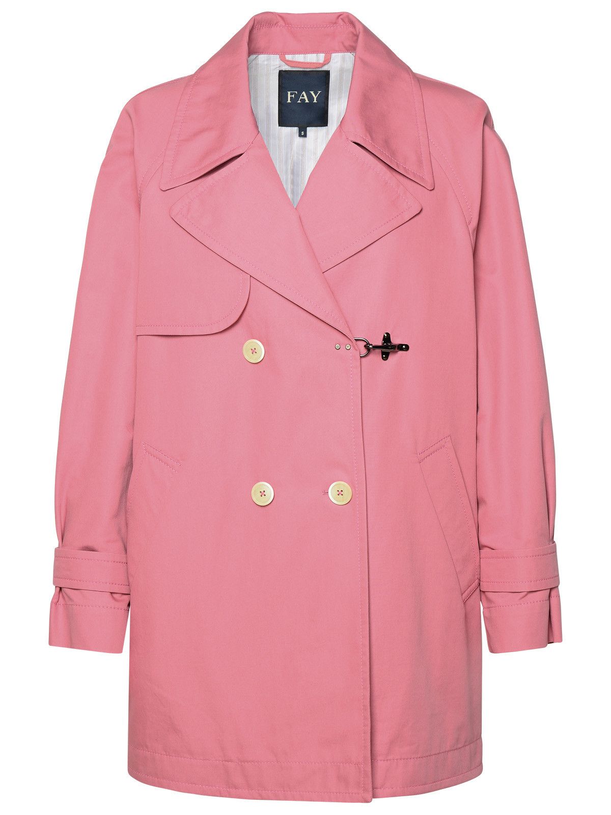 image of Fay Double-Breasted Pink Cotton Trench Coat, Women's (Size Medium)