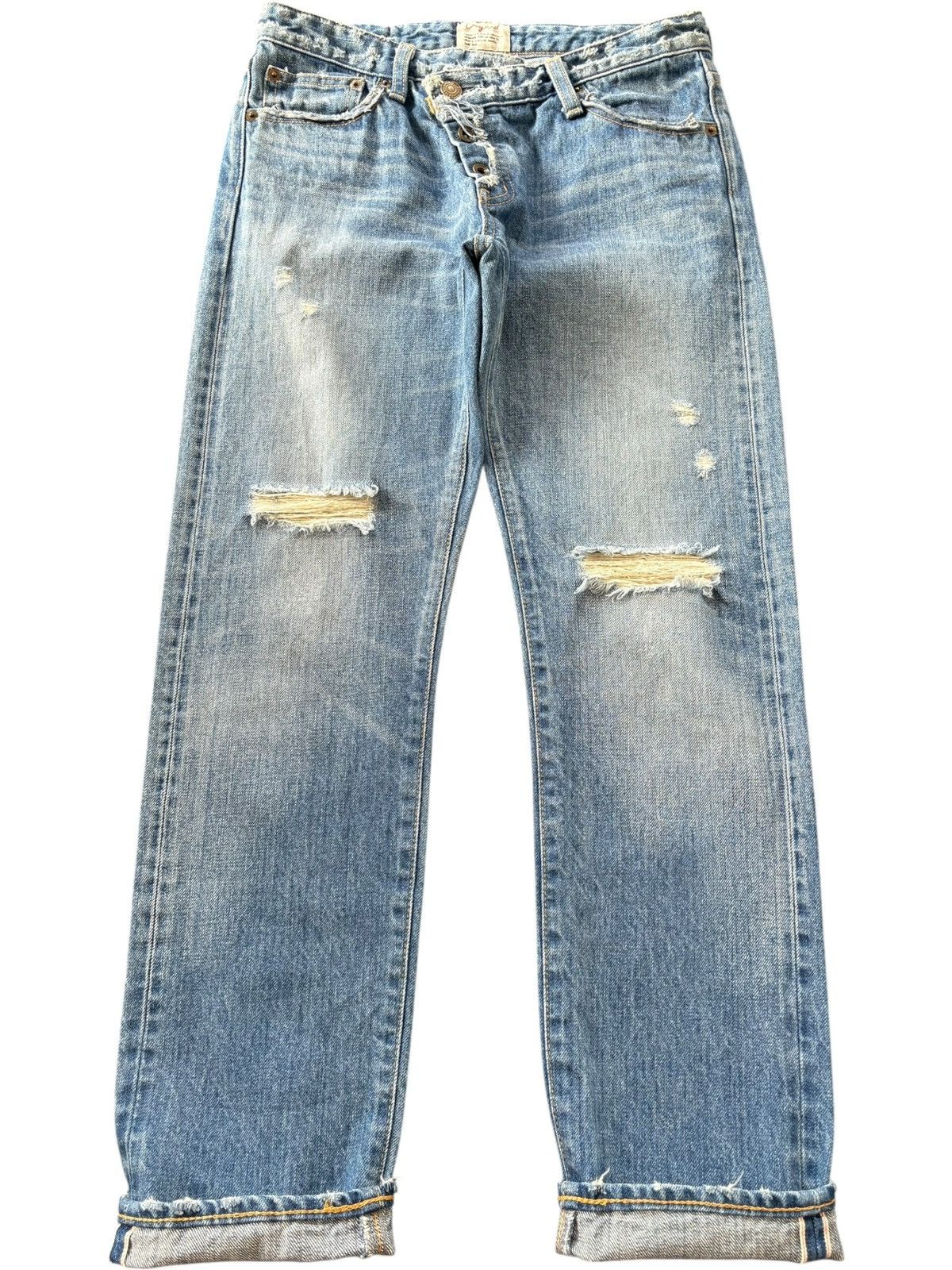 Vintage Japanese Ungrid Faded Wash Distress Selvedge Jeans