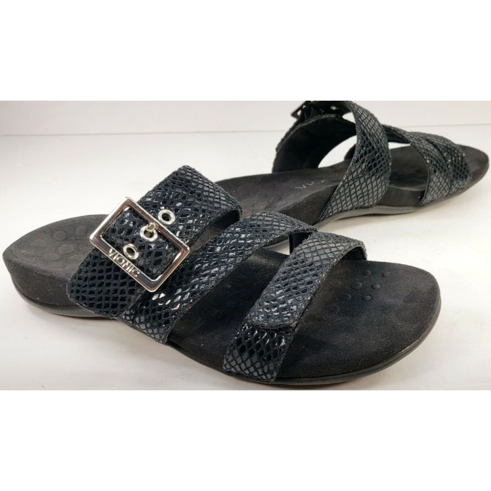 Vionic Vionic Skylar Womens Strappy Slide Sandals Black Buckle Shaped Insole Sz 6M Size US 6 / IT 36 - 5 Thumbnail