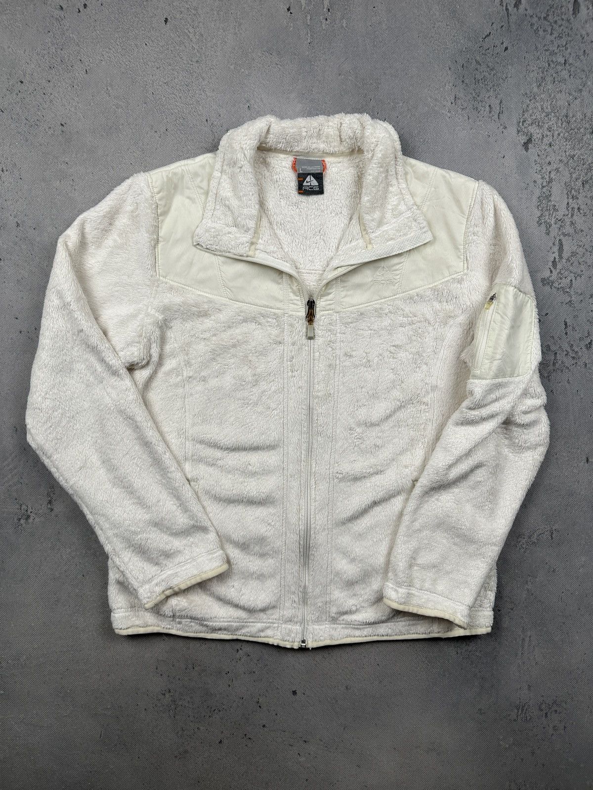 Nike ACG Nike ACG Vintage Sherpa Teddy Fleece Jacket White Full Zip Size L / US 10 / IT 46 - 1 Thumbnail