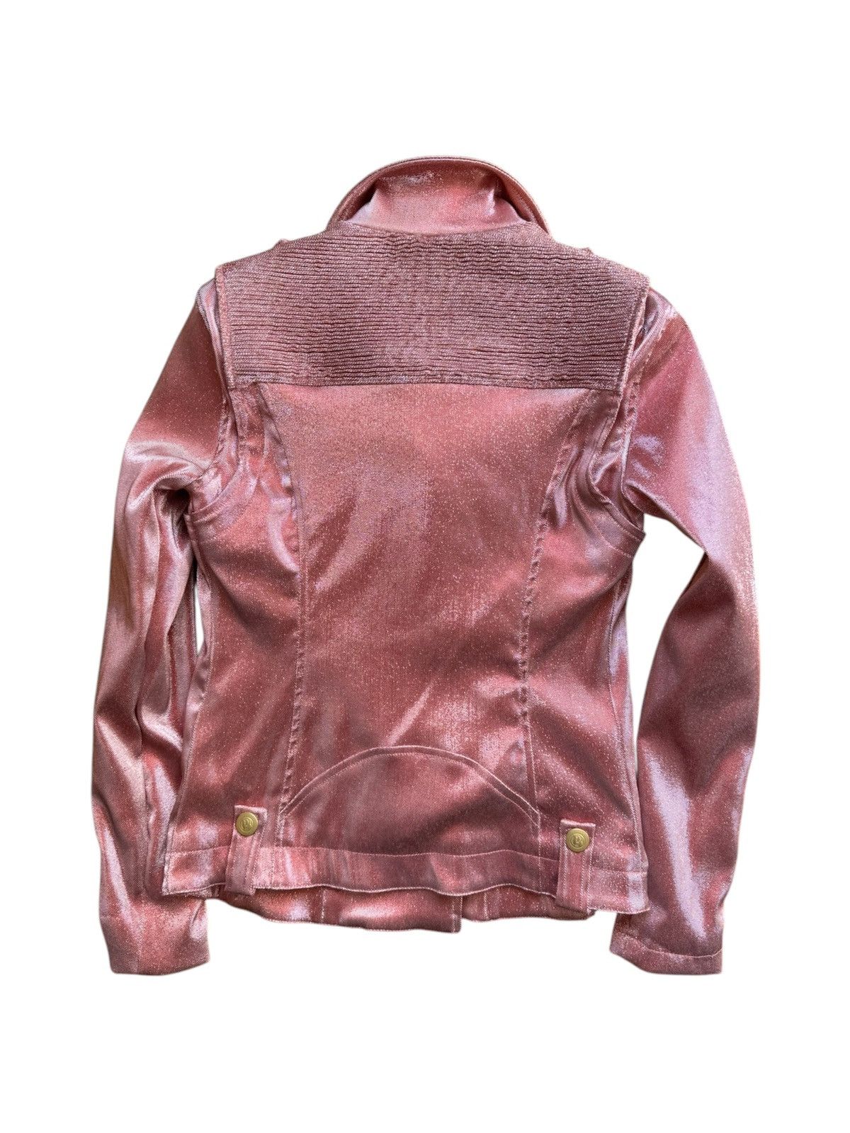 Balmain 90’s Velvet Hot Pink Glitter Biker Jacket Size XS / US 0-2 / IT 36-38 - 2 Thumbnail