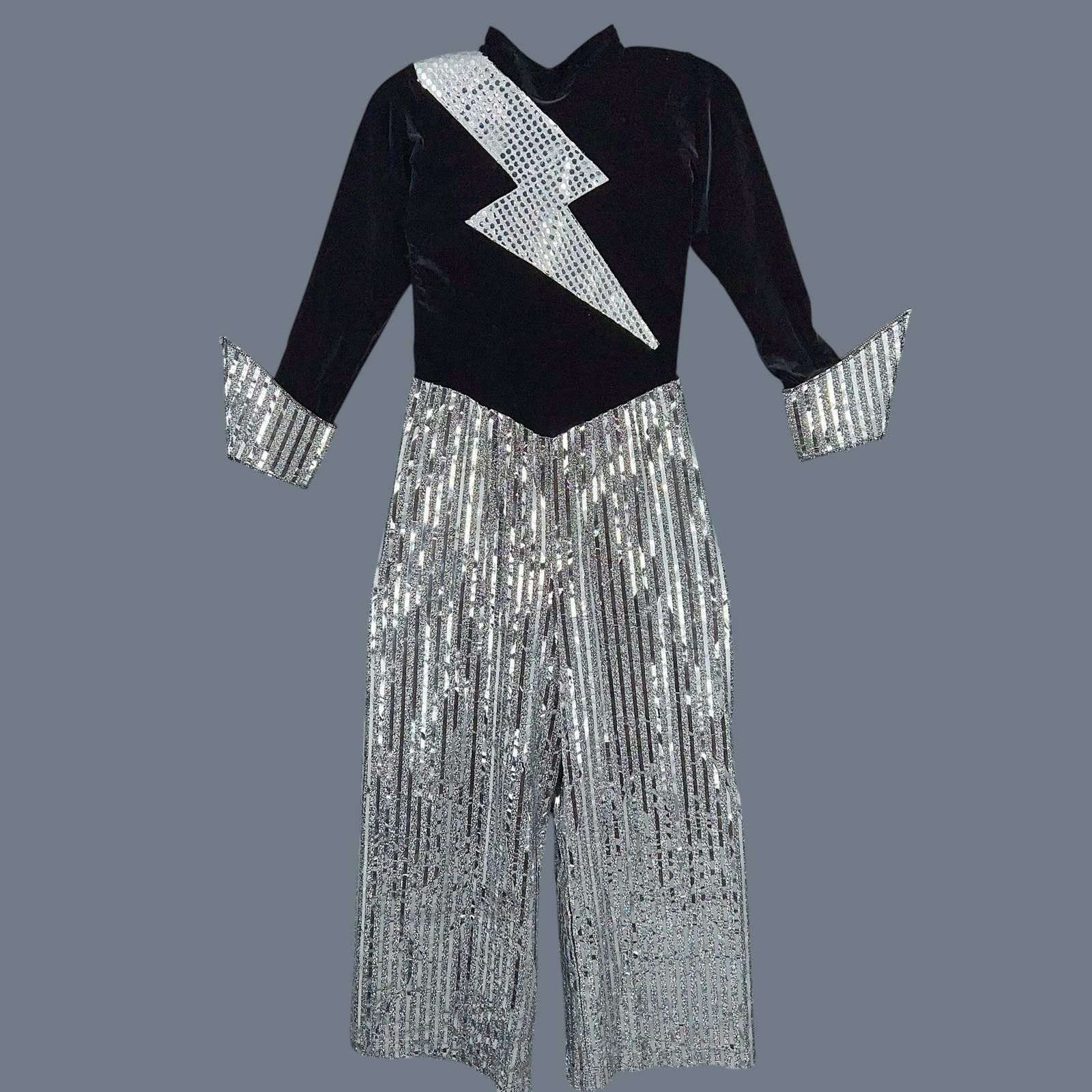 Designer Vintage Disco Lightning Bolt Jumpsuit One Piece Small Size ONE SIZE - 1 Thumbnail