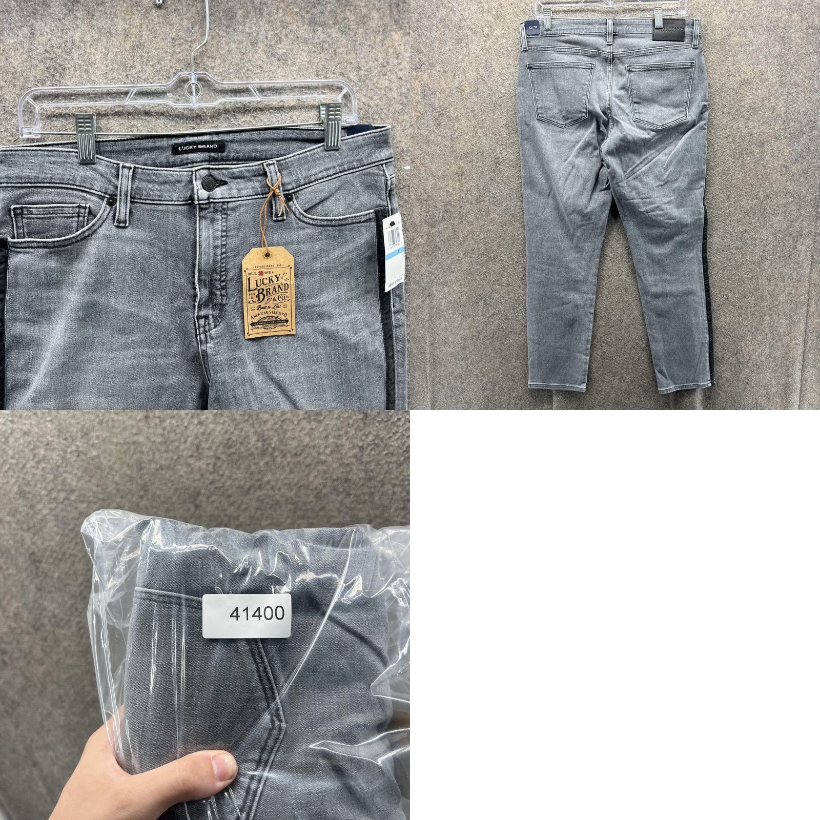 Lucky Brand Lucky Brand Jeans Mens 31 Gray Slim Skinny Milky Way Side Stripe 7W14749 Size US 31 - 8 Thumbnail