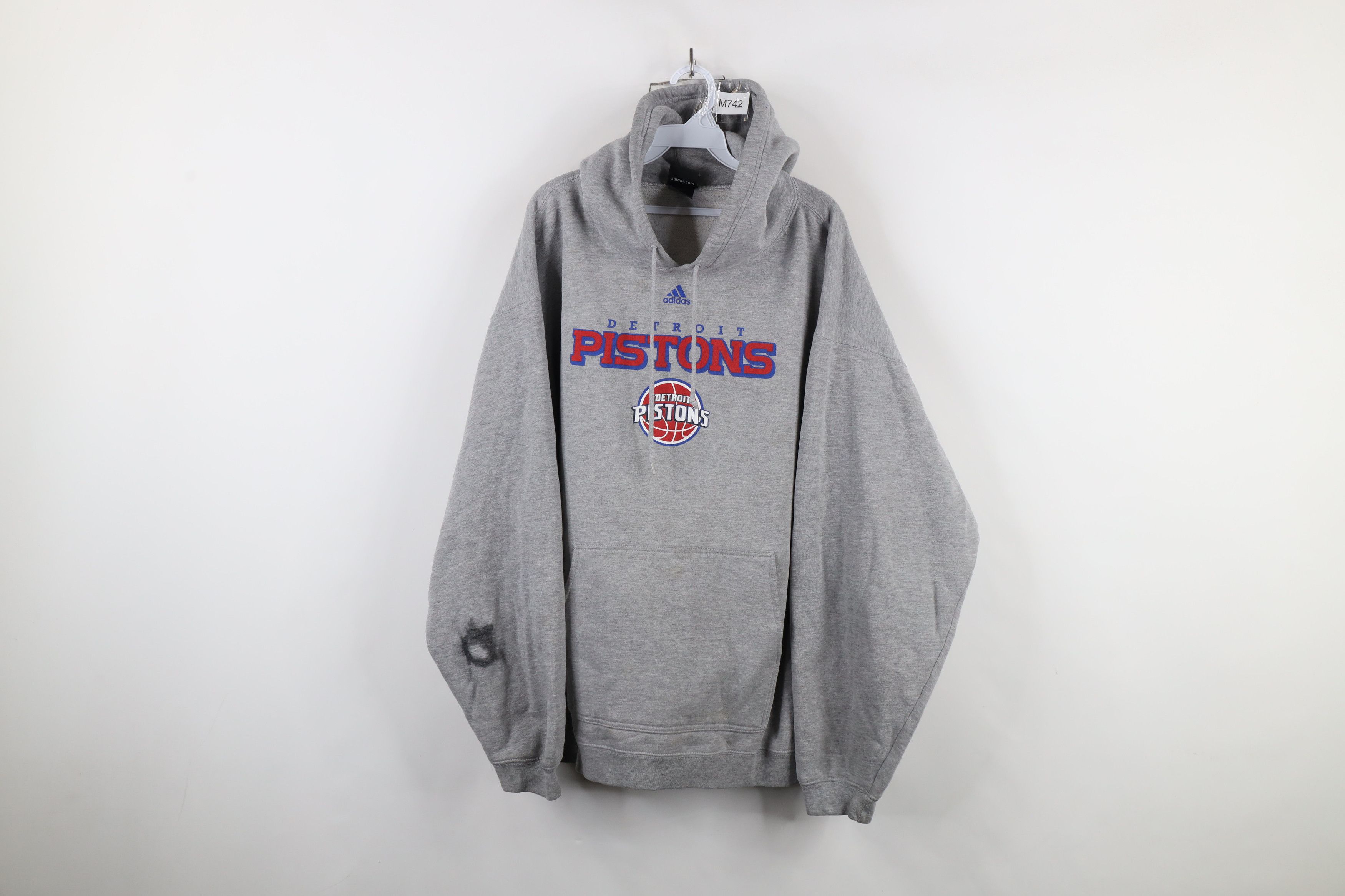 Adidas × Vintage Vintage Y2K Adidas Detroit Pistons Basketball Hoodie Gray Size US XXL / EU 58 / 5 - 1 Thumbnail