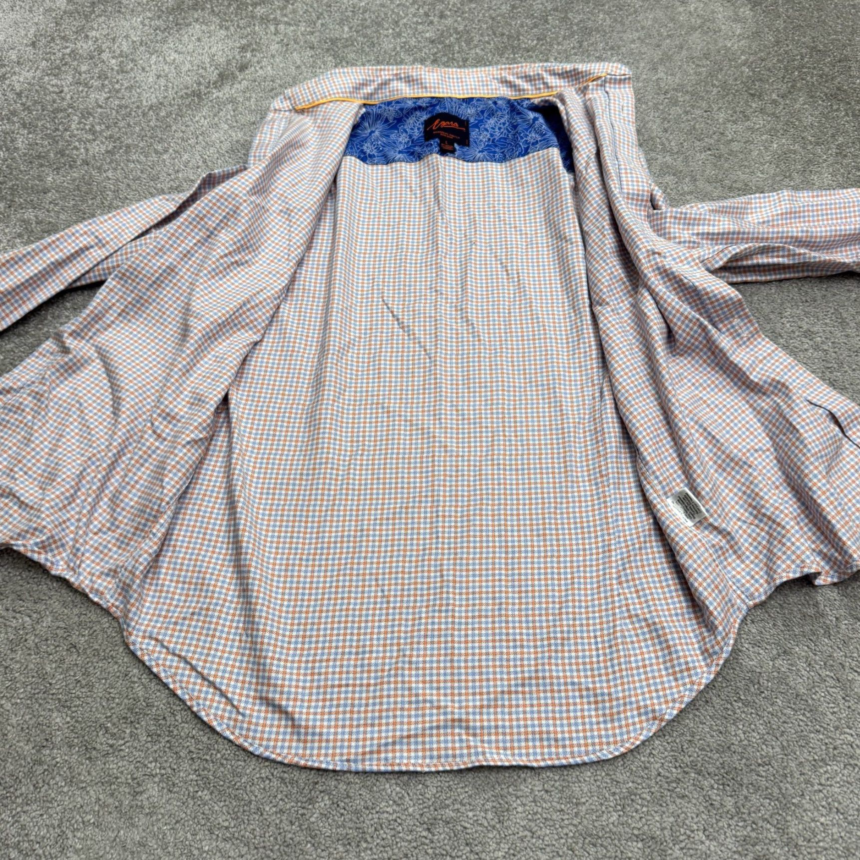 Egara VINTAGE Egara Men's Flannel Shirt Long Sleeve Button-Up Casual Plaid Cotton Spandex Blue Orange Regular Fit XXL Size US L / EU 52-54 / 3 - 5 Thumbnail
