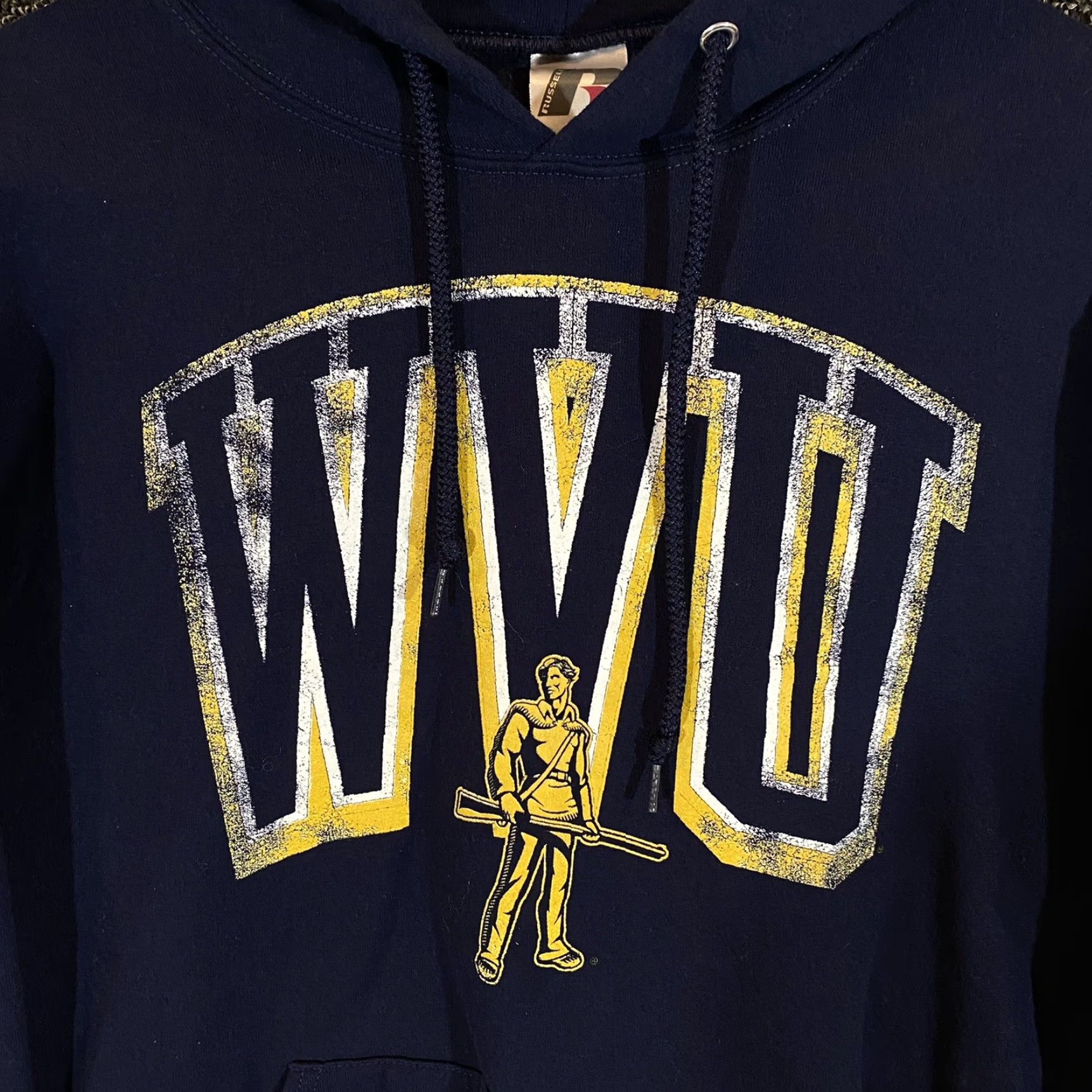 Vintage West Virginia Hoodie Mens Large Blue College WVU Hooded Russell Jacket Size US L / EU 52-54 / 3 - 2 Thumbnail