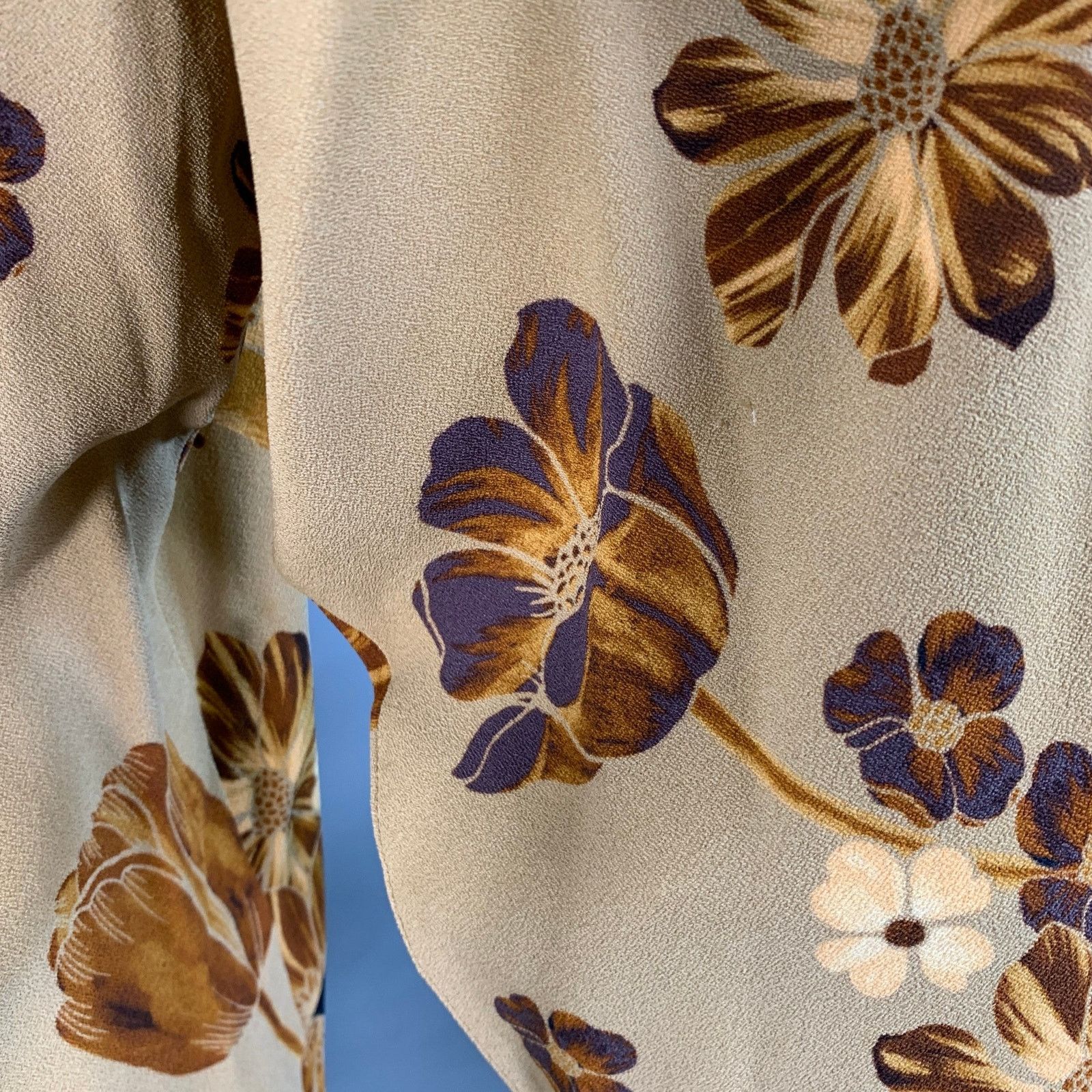 AMI Brown Tan Floral One Pocket Oversized Long Sleeve Shirt Size US M / EU 48-50 / 2 - 5 Thumbnail