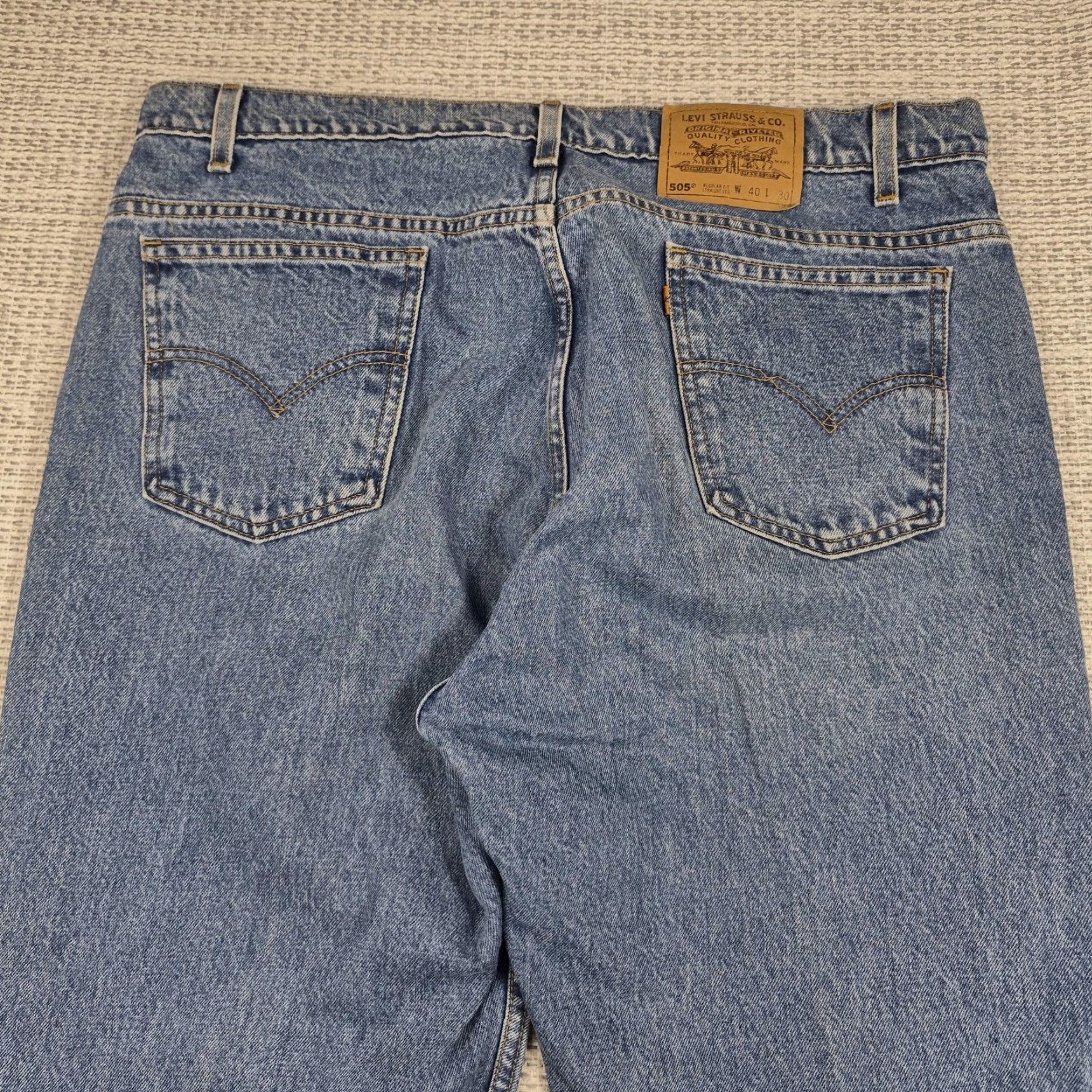Levi's VINTAGE Levi's Jeans 505 Men's 40x30 Blue Regular Fit Straight Leg Denim Orange Tab Size US 40 / EU 56 - 3 Thumbnail
