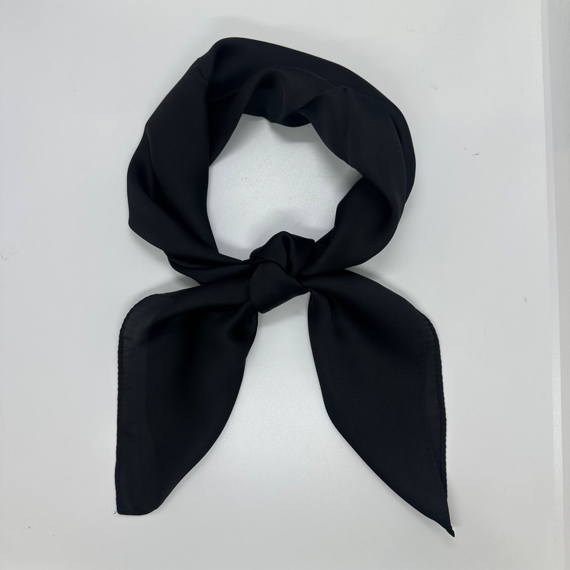 Other ❤️Elegant Bandana Square Silky Soft Scarf BLACK Solid Wrap V Size ONE SIZE - 2 Thumbnail