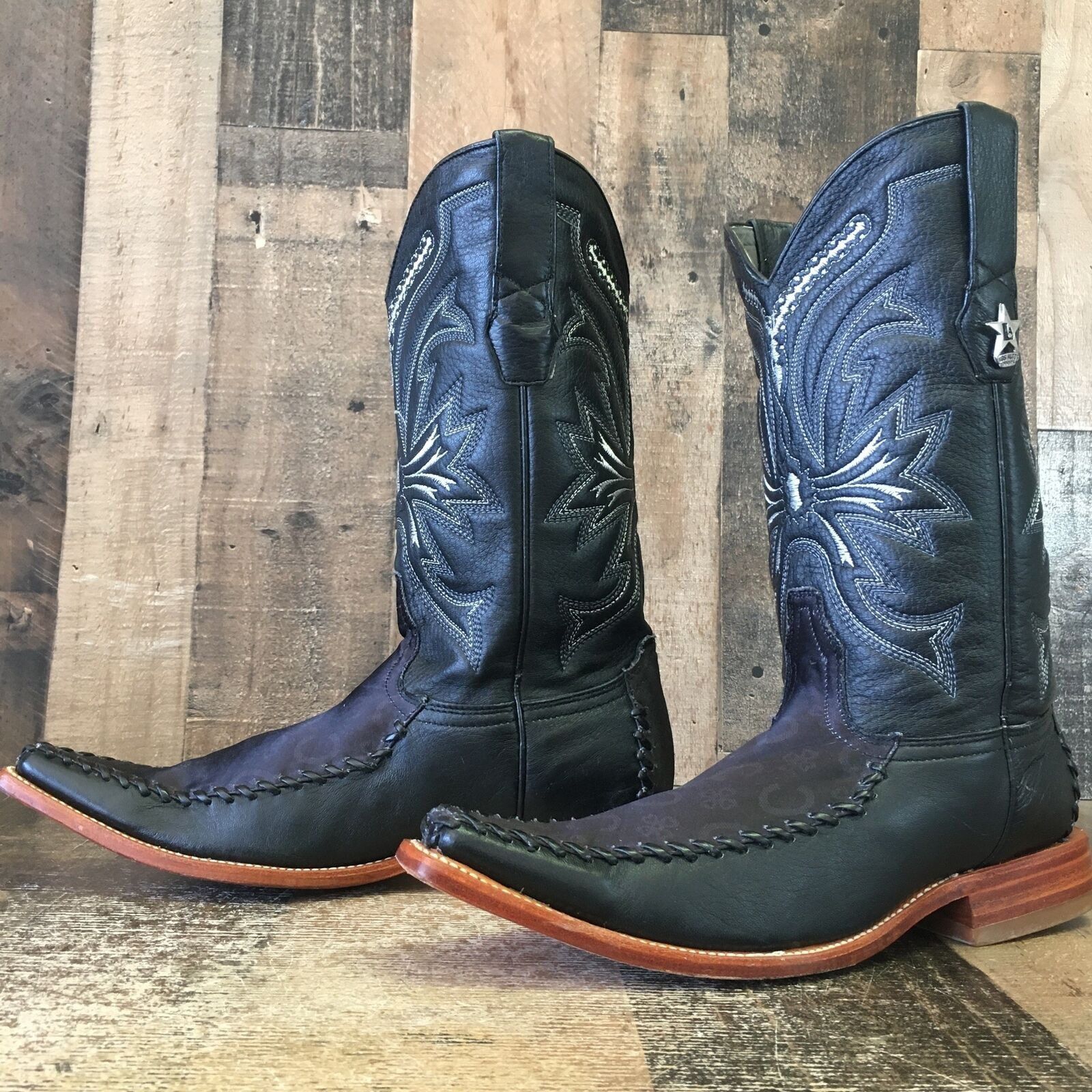Vintage Los Altos Pointed Toe Western Black Cowboy Boots Mens 8.5 EE Size US 8.5 / EU 41-42 - 12 Thumbnail