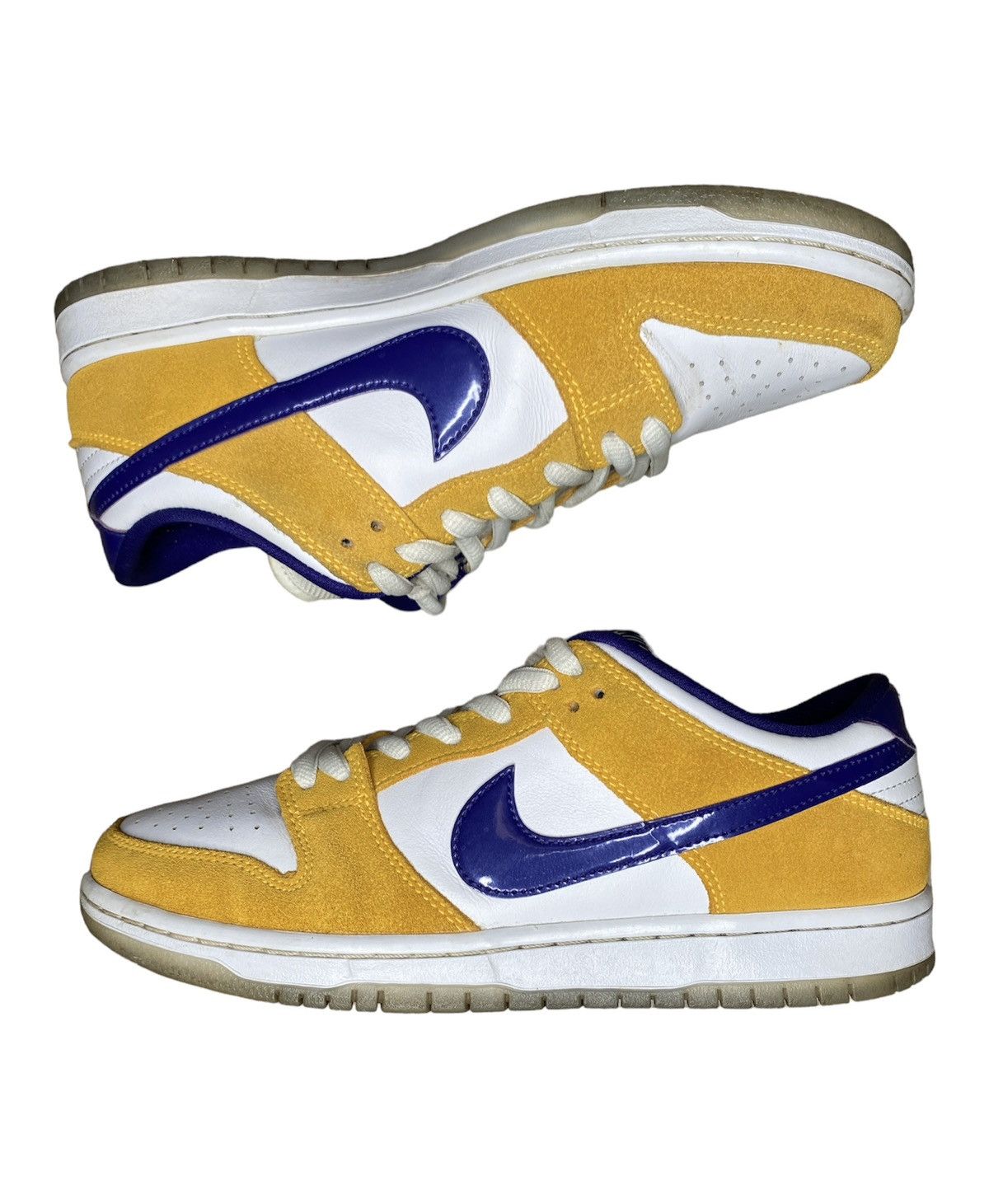 image of Nike Sb Dunk Low Laser Orange Shoes in White/Yellow, Men's (Size 8)