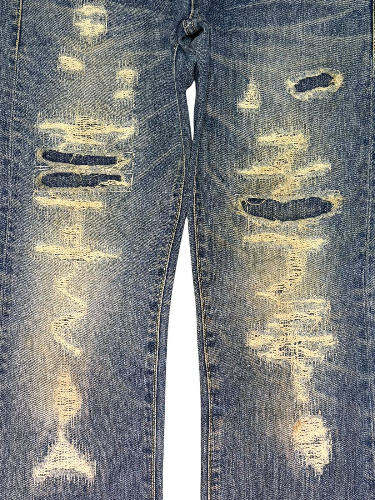 MOUSSY Vintage Japanese Moussy Sashiko Distress Bootcut Jeans Size 29" - 3 Thumbnail