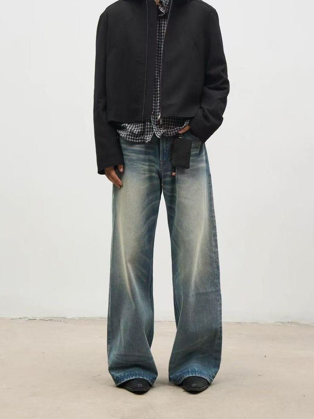 Japanese Brand American retro washed loose cleanfit wide-leg flared jeans Size US 32 / EU 48 - 2 Thumbnail
