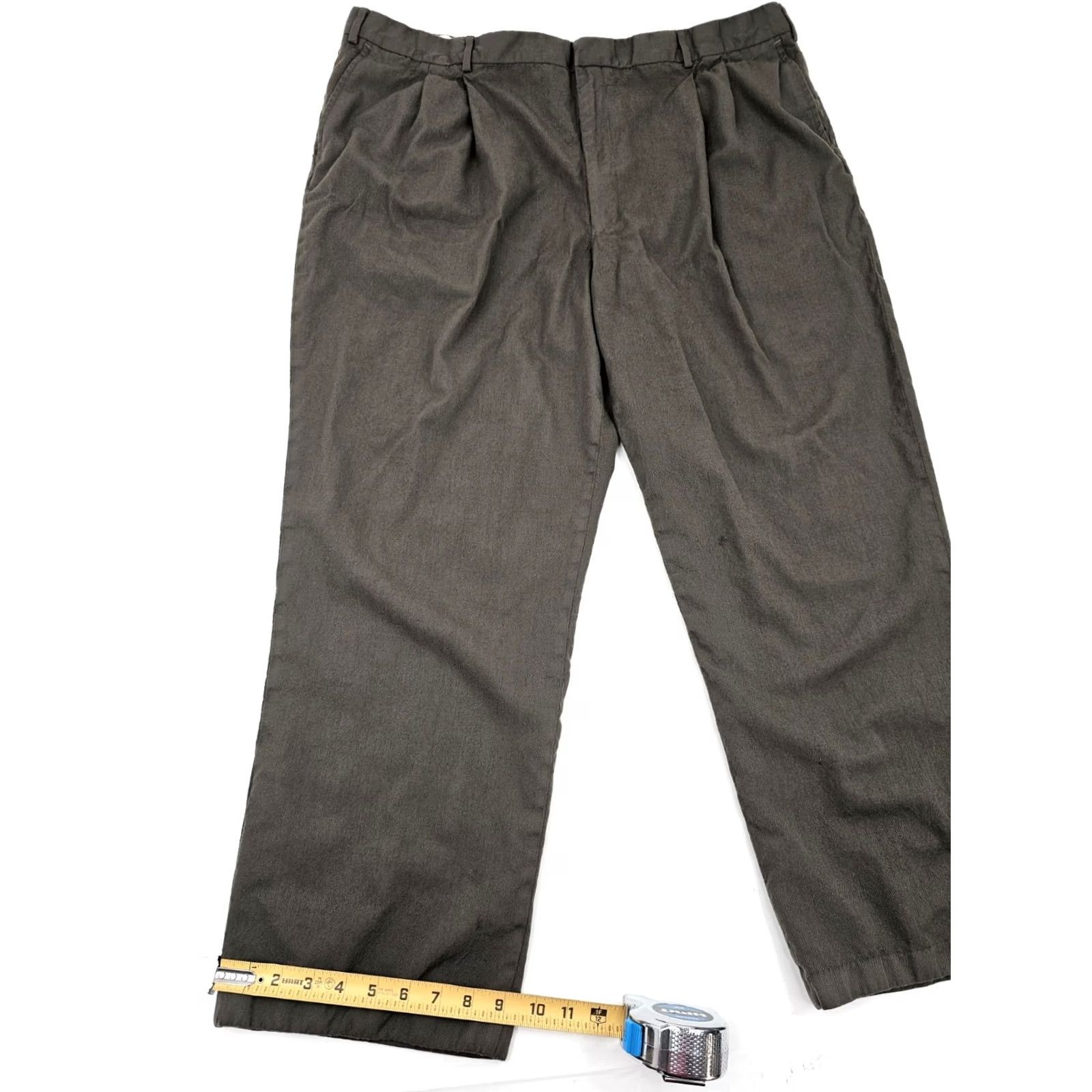 Eddie Bauer Vtg Eddie Bauer Worsted Wool Pleated Pants Men 44 x 29 Olive Green City Preppy USA Straight Mens Size US 44 / EU 60 - 4 Thumbnail