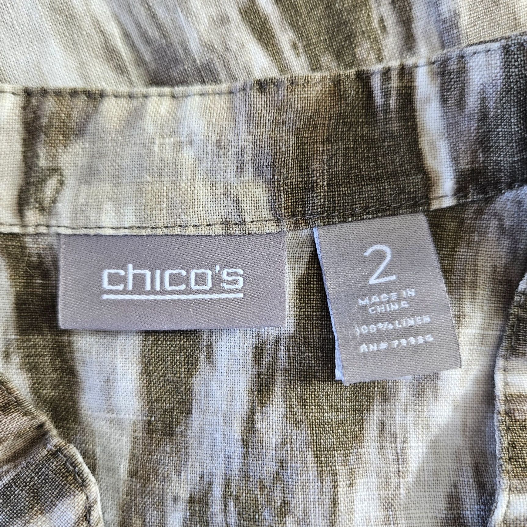 Vintage Chico's Women's Linen Dress L Gray Green Sleeveless Side Zip Dress Length Knee Length A-Line Vintage No Size L / US 10 / IT 46 - 4 Thumbnail