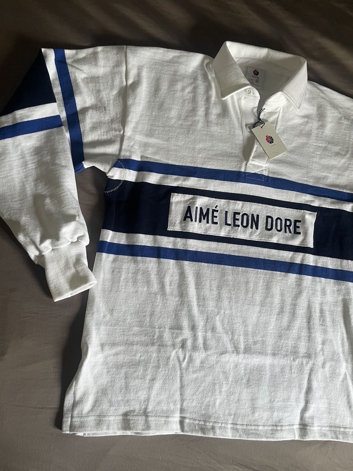 image of Aime Leon Dore Aime Leon Doré Rugby Shirt Sweatshirt Blue White Ald, Men's (Size XL)