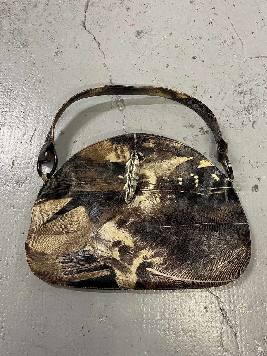 Roberto Cavalli Roberto Cavalli Feather Charm Black & Beige Handle Bag Size ONE SIZE - 1 Thumbnail