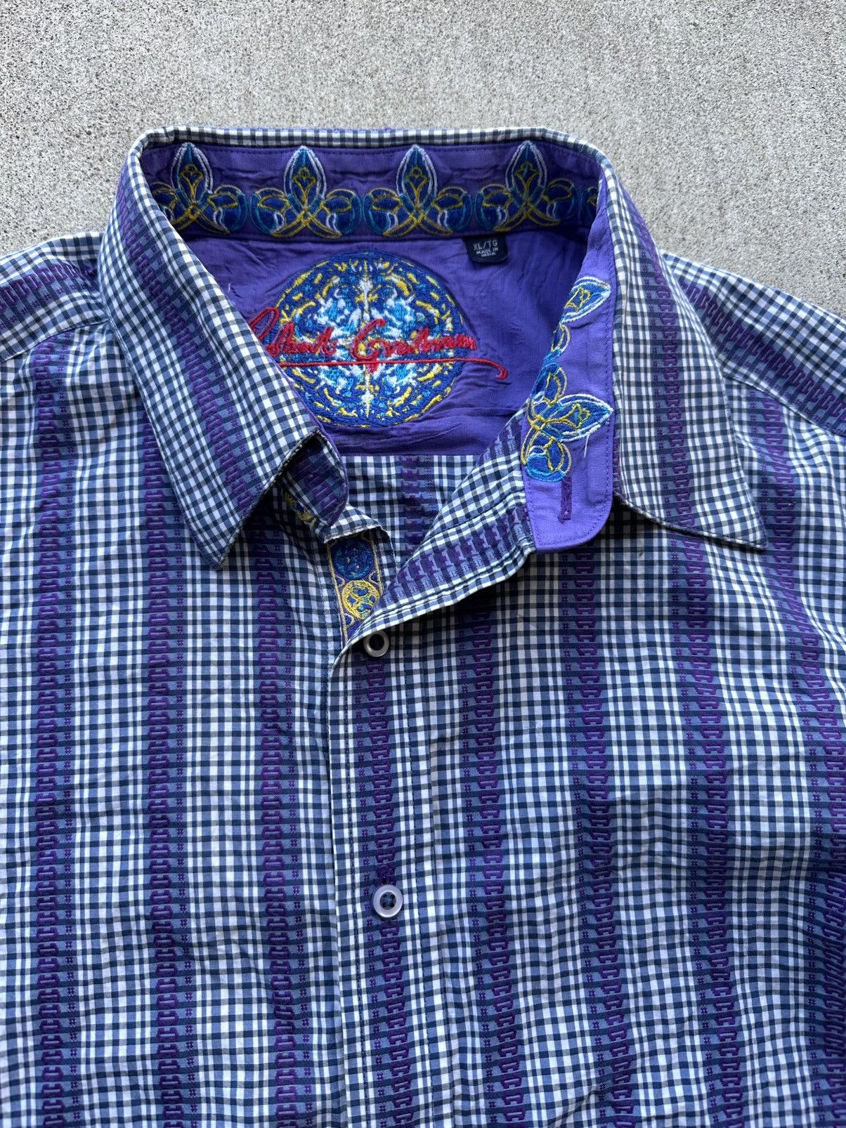 Robert Graham Robert Graham Shirt Men Side Xl Flip Cuff Gingham Floral Size US XL / EU 56 / 4 - 2 Thumbnail