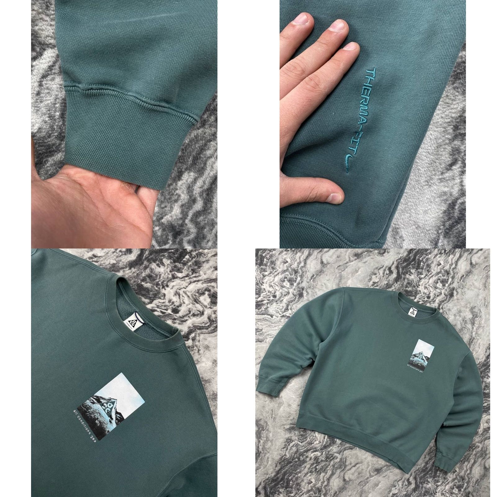 Nike Nike ACG Sweatshirt Mens L Green Graphic Big Logo Therma-FIT Fleece Pullover Crew Neck Size US L / EU 52-54 / 3 - 8 Thumbnail