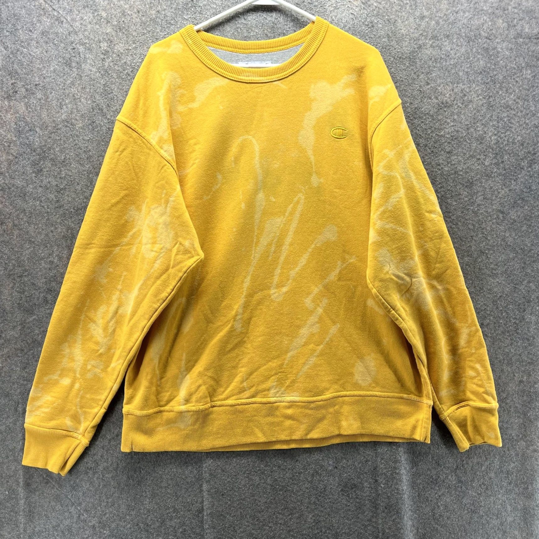 Champion Champion Sweatshirt Mens XL Yellow Bleach Dye Crewneck Pullover Fleece Logo Size US XL / EU 56 / 4 - 2 Thumbnail