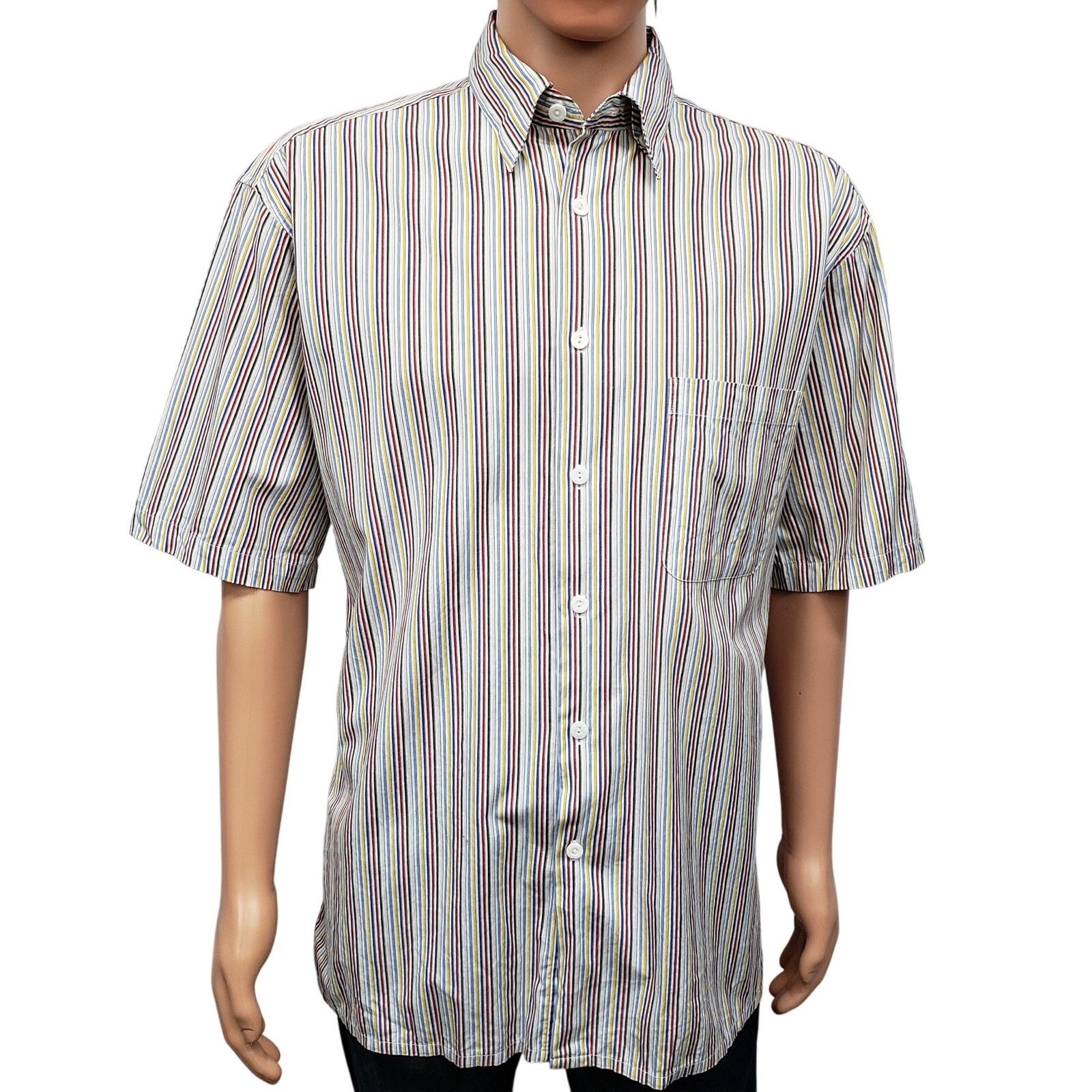 BUGATCHI BUGATCHI Uomo Shirt Hidden Button-Down Colorful Striped S/S Size US L / EU 52-54 / 3 - 2 Thumbnail