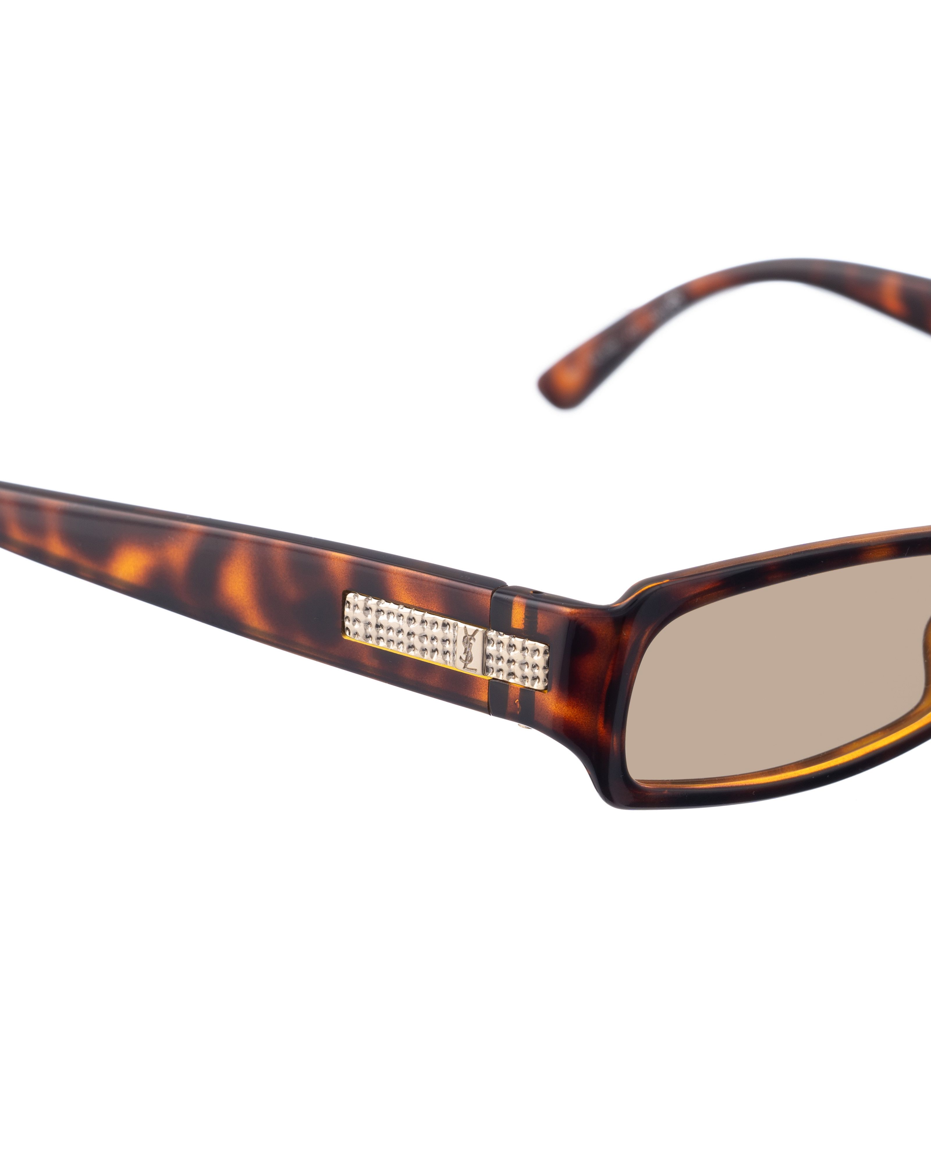 Yves Saint Laurent Yves Saint Laurent 00s Dark Havana Sunglasses & Silver Logo Size ONE SIZE - 2 Thumbnail
