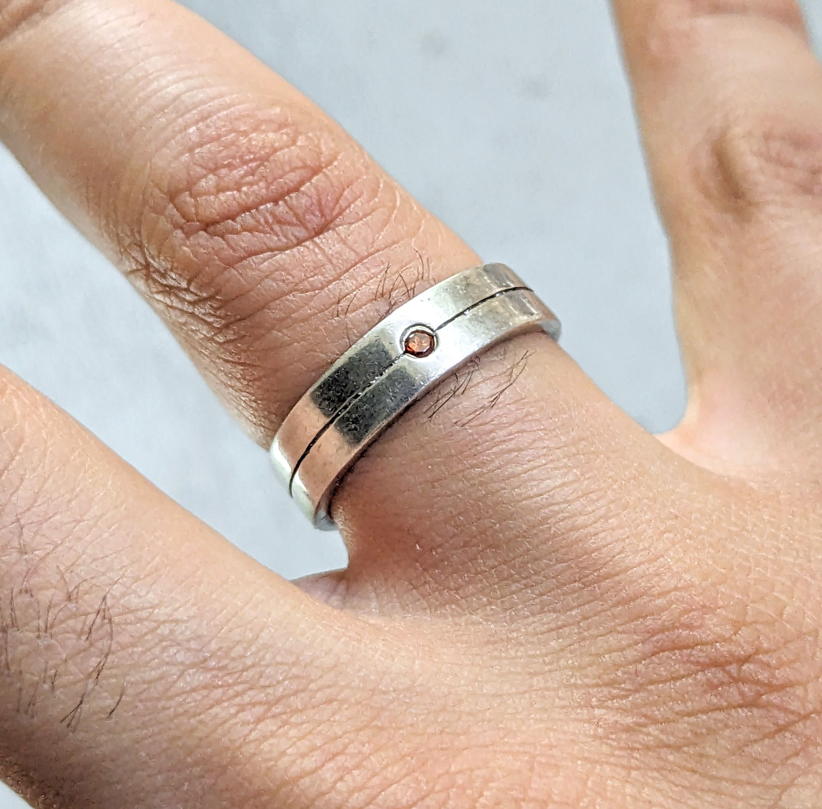 Jewelry Vintage Sterling Silver Ring Orange 8.75 Modern Minimalist Size ONE SIZE - 9 Thumbnail