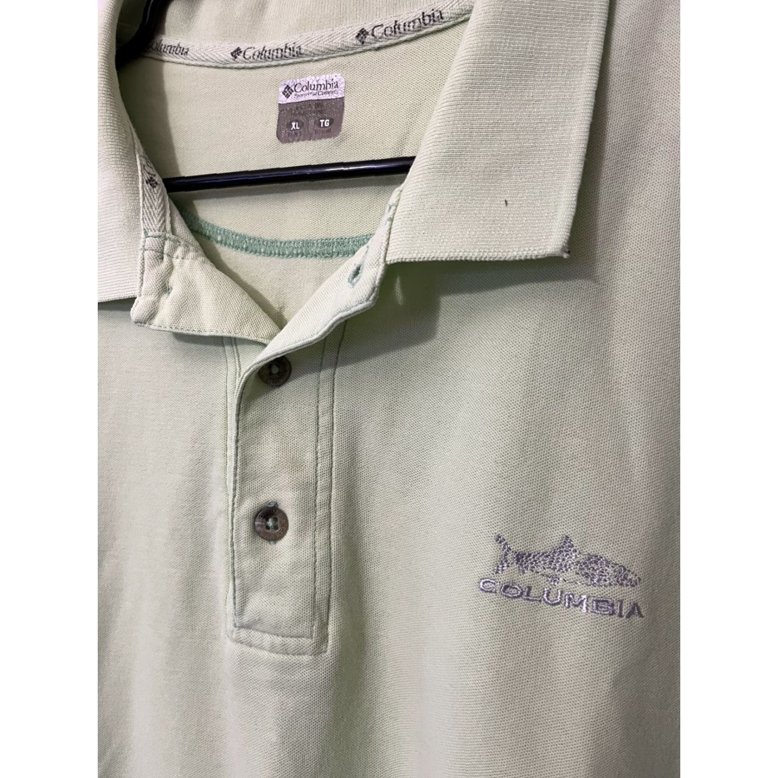 Vintage VINTAGE Columbia Polo Shirt Solid Lime Green Short Sleeve XL Men's Fish Logo Flaws Size US XL / EU 56 / 4 - 3 Thumbnail