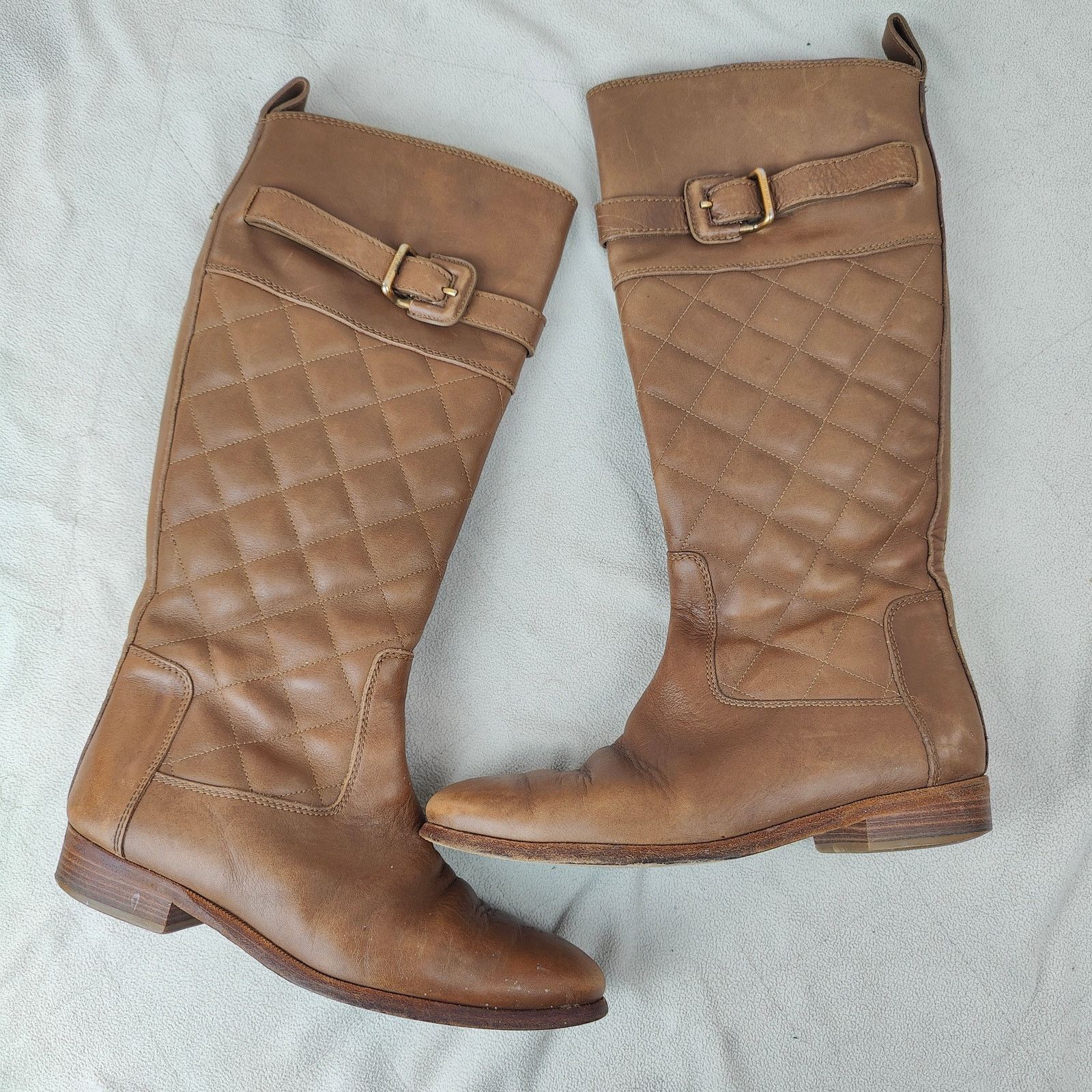 Burberry Burberry Quilted Leather Riding Boots Womens 38 8 Tan Size US 8 / IT 38 - 1 Thumbnail