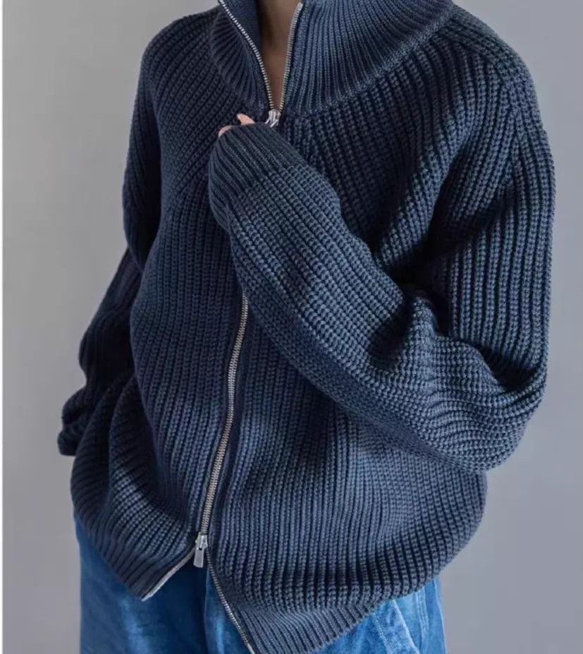 Batoner BATONER 25aw Zipper Knit Green Navy Blue 3 Size US L / EU 52-54 / 3 - 1 Thumbnail