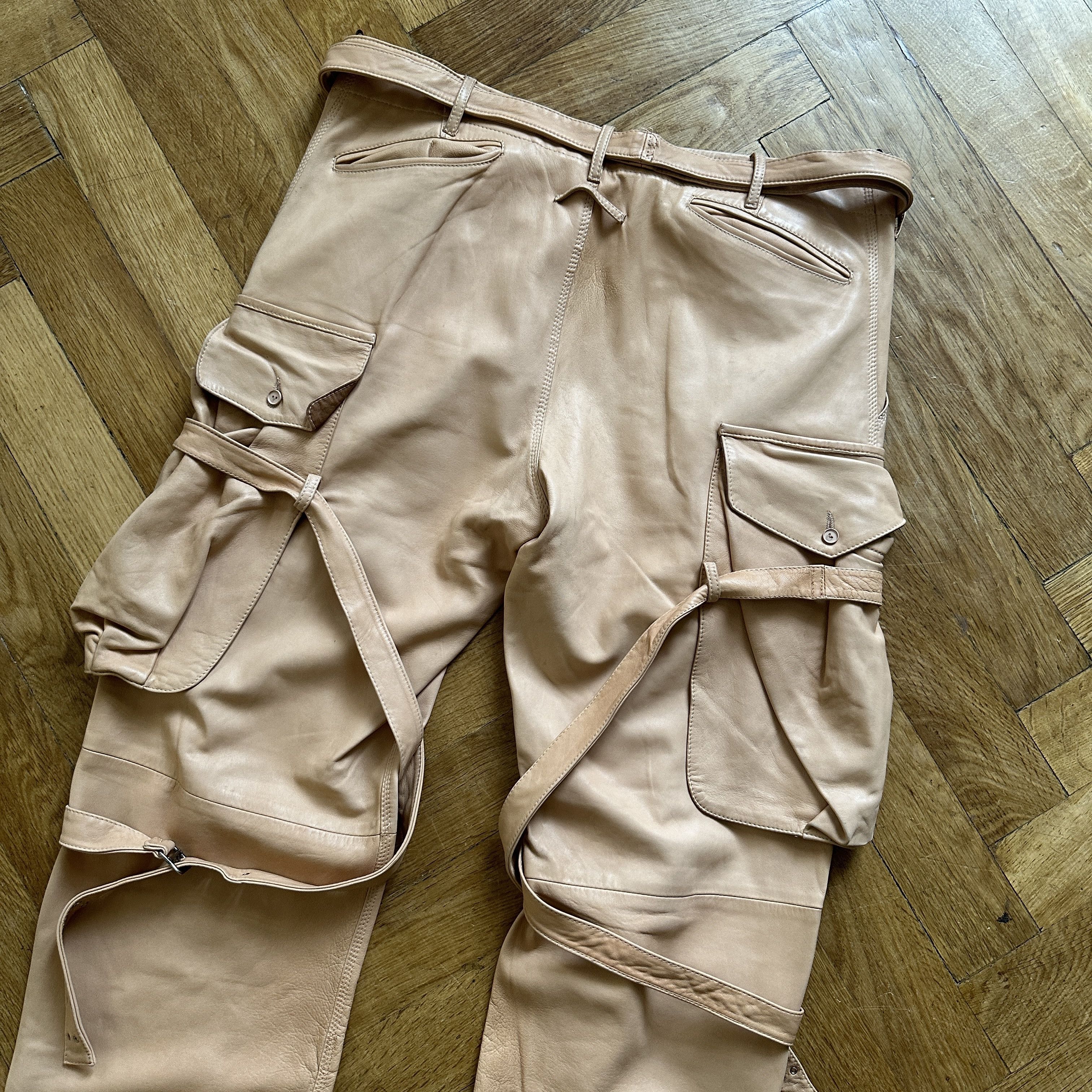 Jean Paul Gaultier Homme 90s Leather Strap Bondage Cargo Pants Size US 32 / EU 48 - 9 Thumbnail